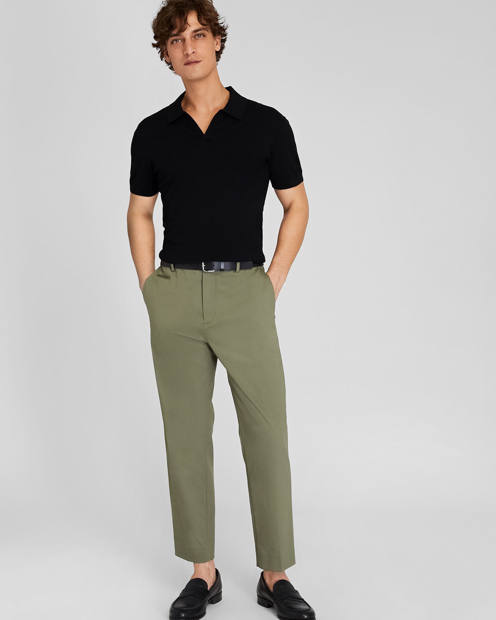 CLUB MONACO - Polo technique col polo tricoteuse - Noir