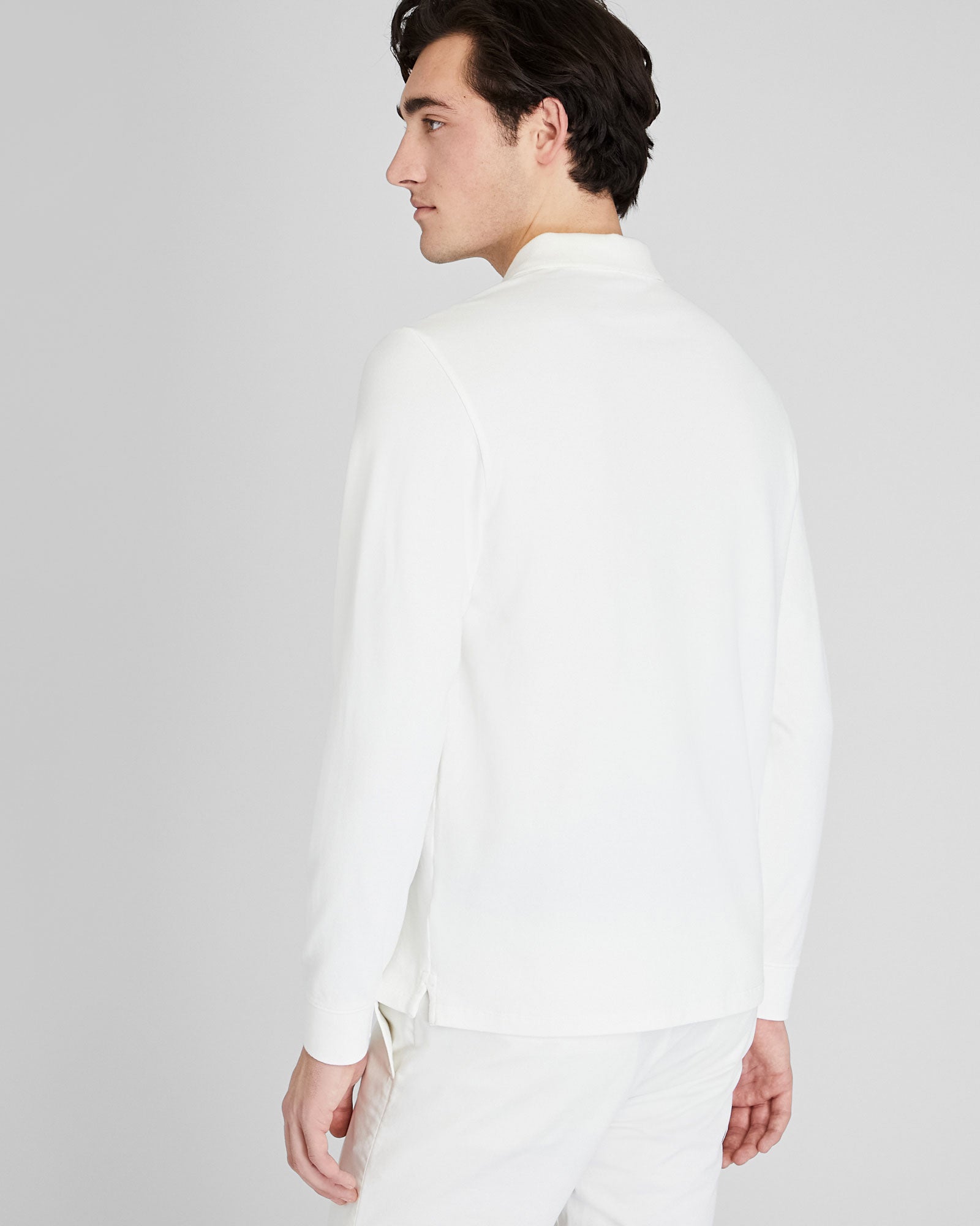 CLUB MONACO - Long Sleeve Clean Piqué Polo - White