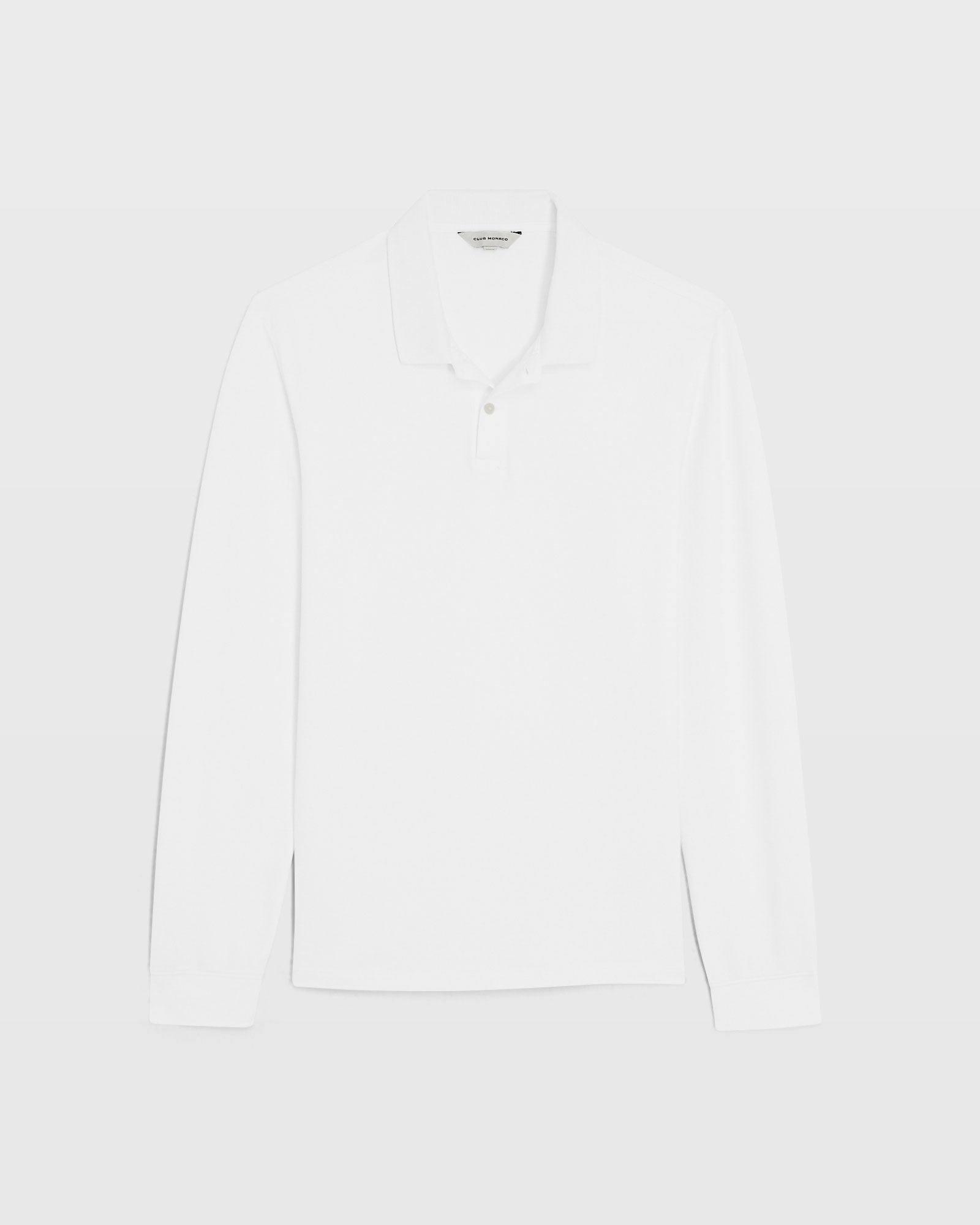 CLUB MONACO - Long Sleeve Clean Piqué Polo - White