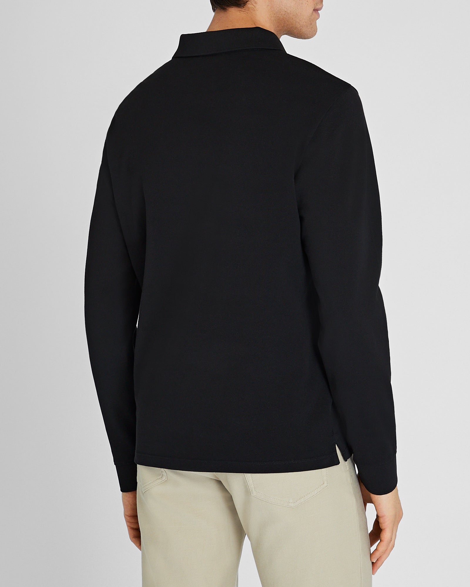 CLUB MONACO - Long Sleeve Clean Piqué Polo - Black