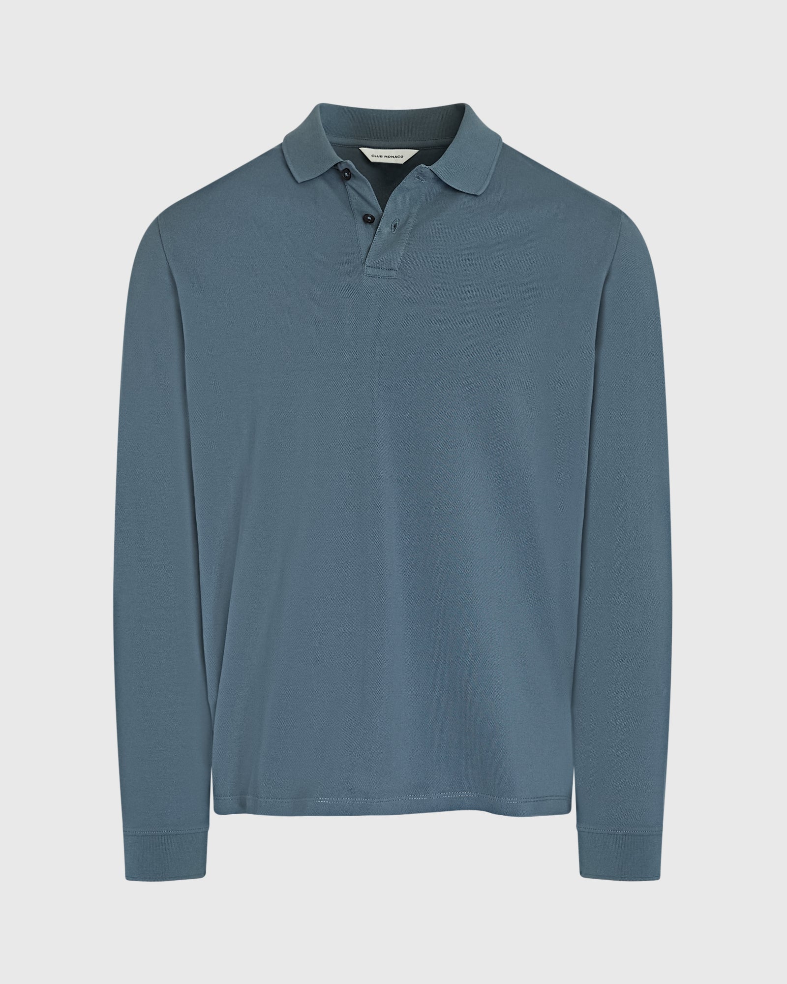 CLUB MONACO - Polo manches longues en piqué épuré - Verre De Mer