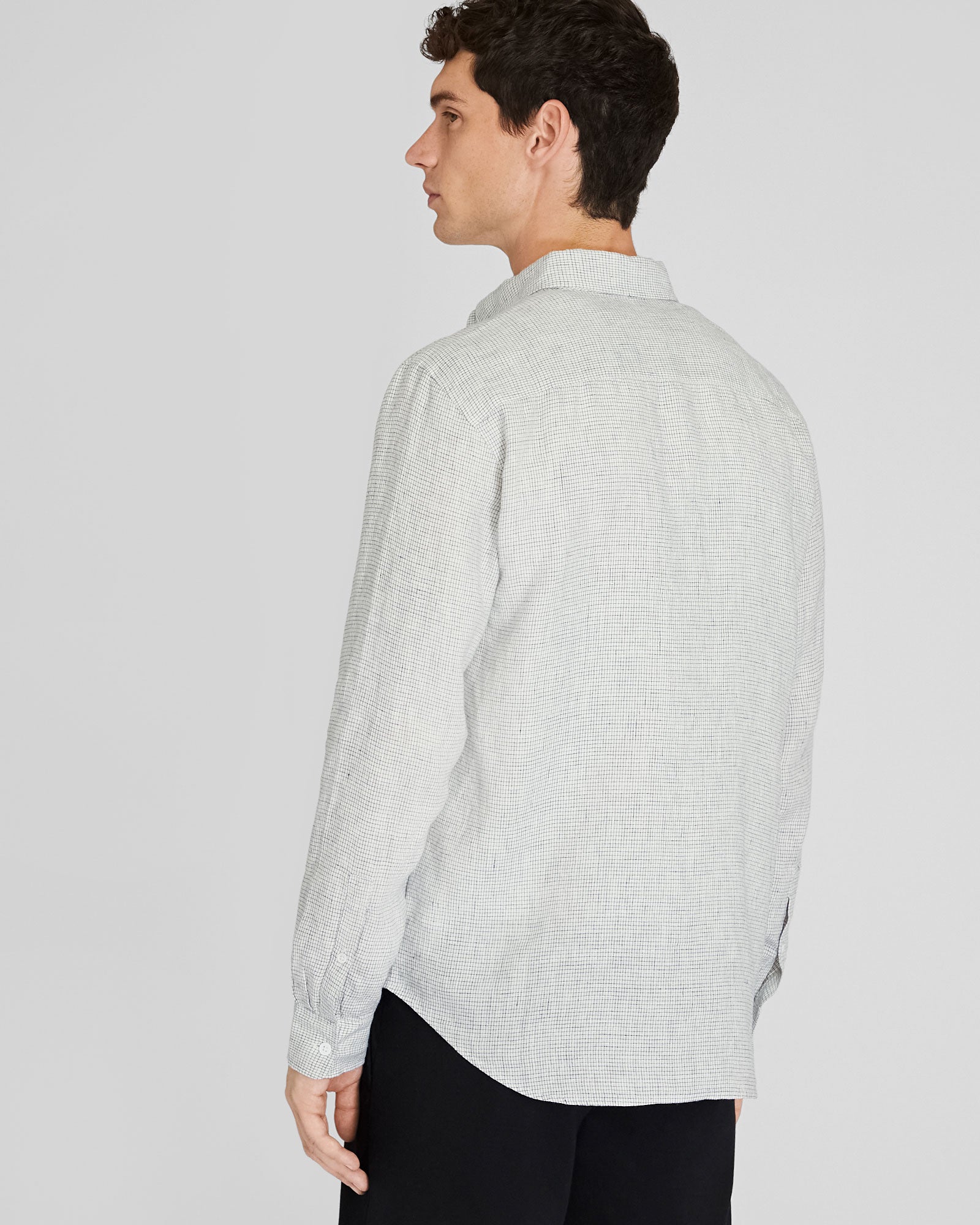 CLUB MONACO - Long-Sleeve Grid Linen Shirt - Blanc De Blanc