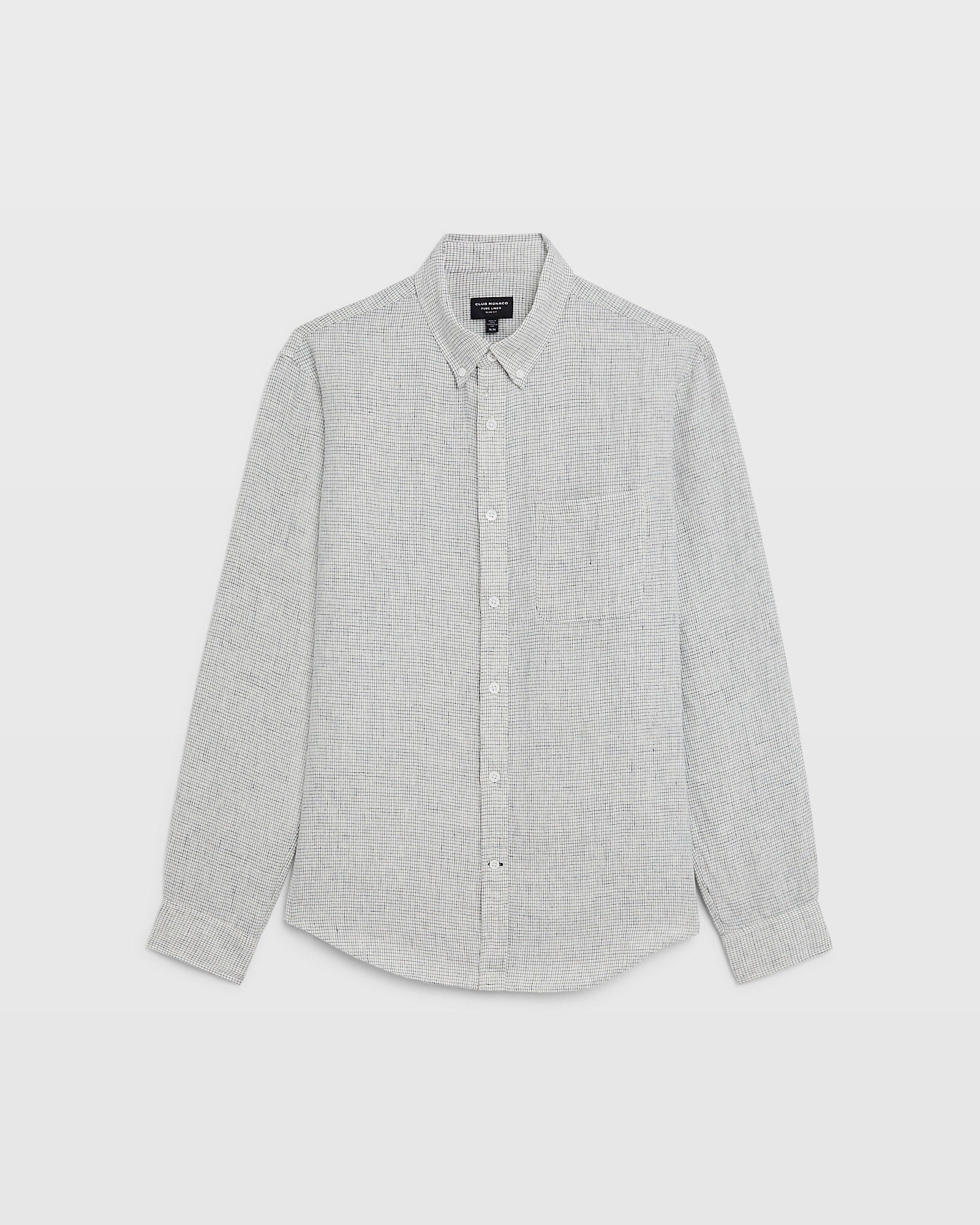CLUB MONACO - Long-Sleeve Grid Linen Shirt - Blanc De Blanc