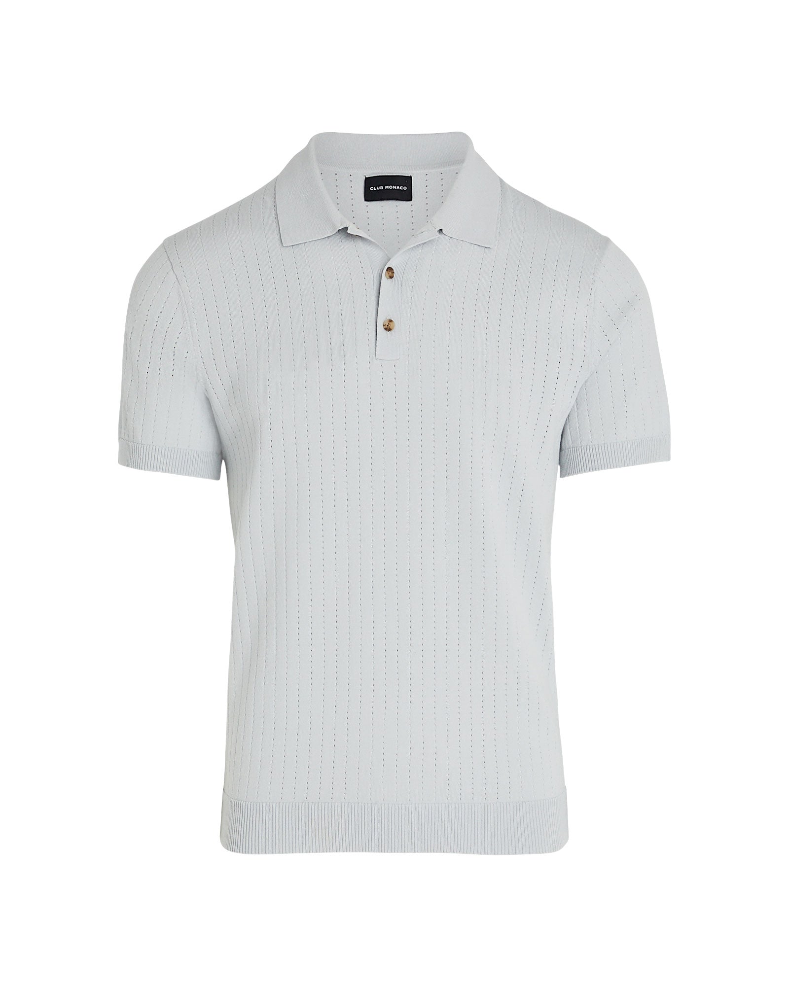 CLUB MONACO - Short-Sleeve Stitch Polo - Light Grey