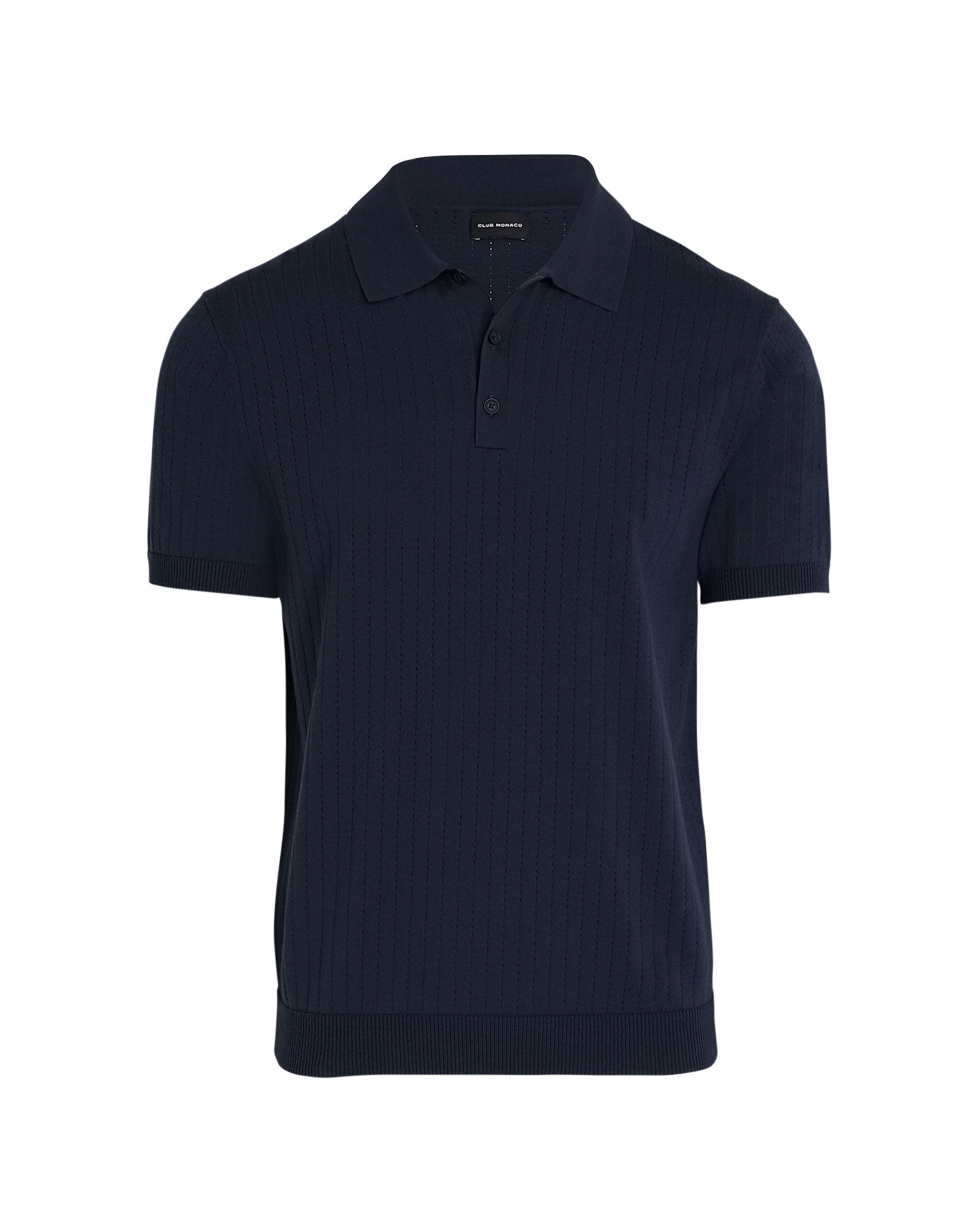CLUB MONACO - Short-Sleeve Stitch Polo - Navy