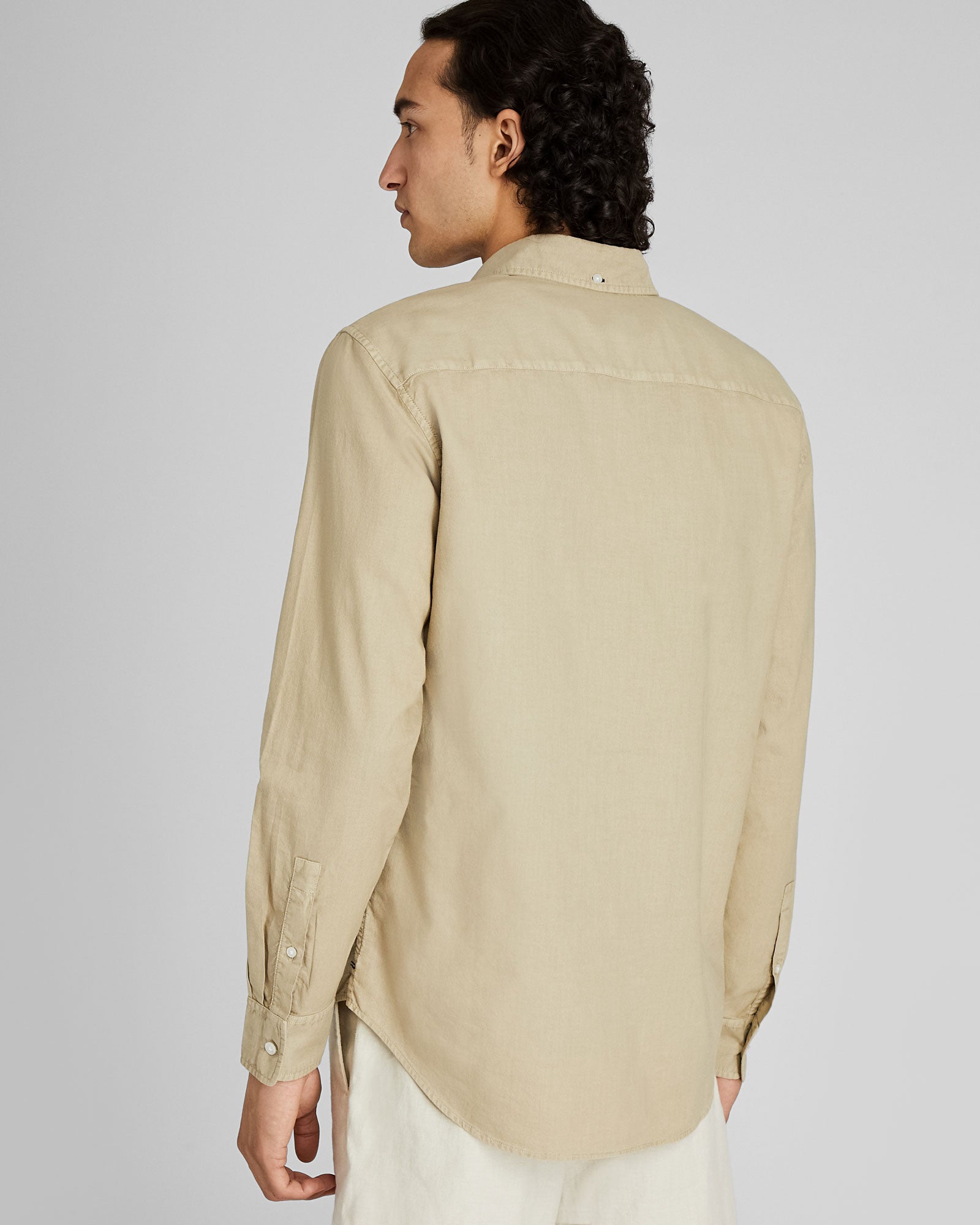 CLUB MONACO - Garment-Dyed Slim Lightweight Oxford Shirt - Stripe - Light Blue