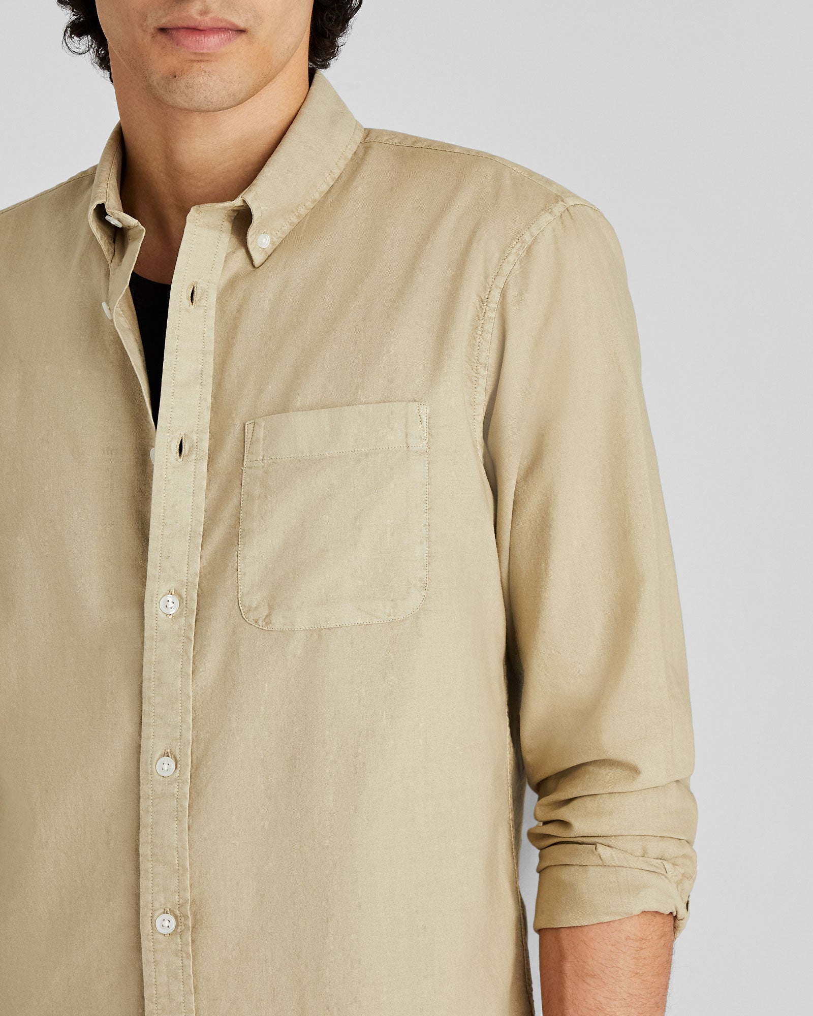 CLUB MONACO - Garment-Dyed Slim Lightweight Oxford Shirt - Stripe - Light Blue