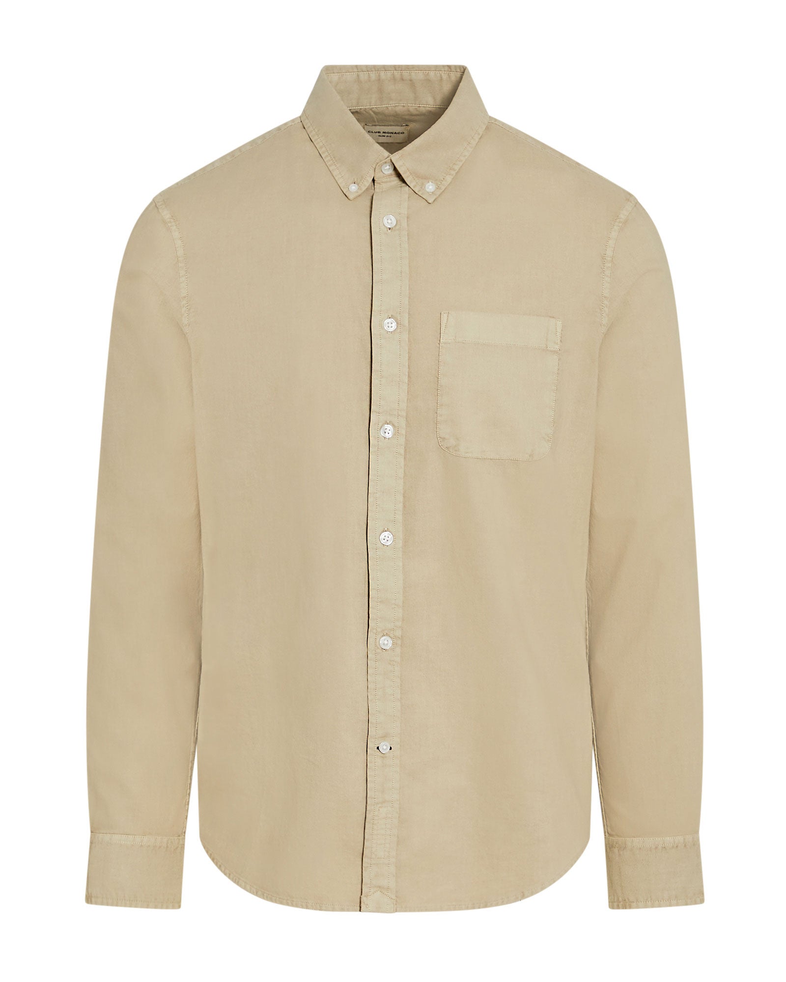 CLUB MONACO - Garment-Dyed Slim Lightweight Oxford Shirt - Stripe - Light Blue