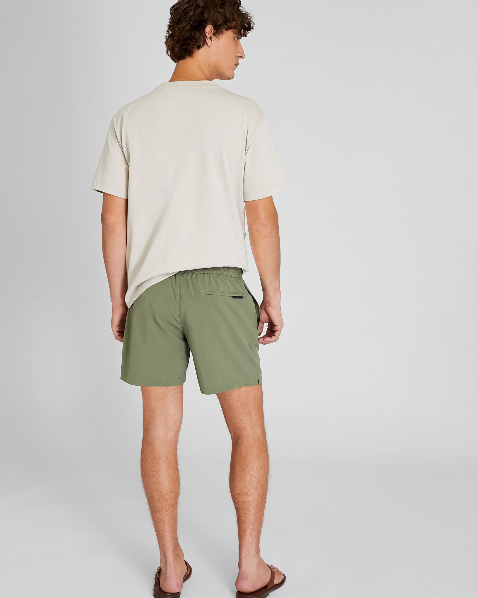 CLUB MONACO - Maillot de bain uni Cody 14 cm - Crocodile