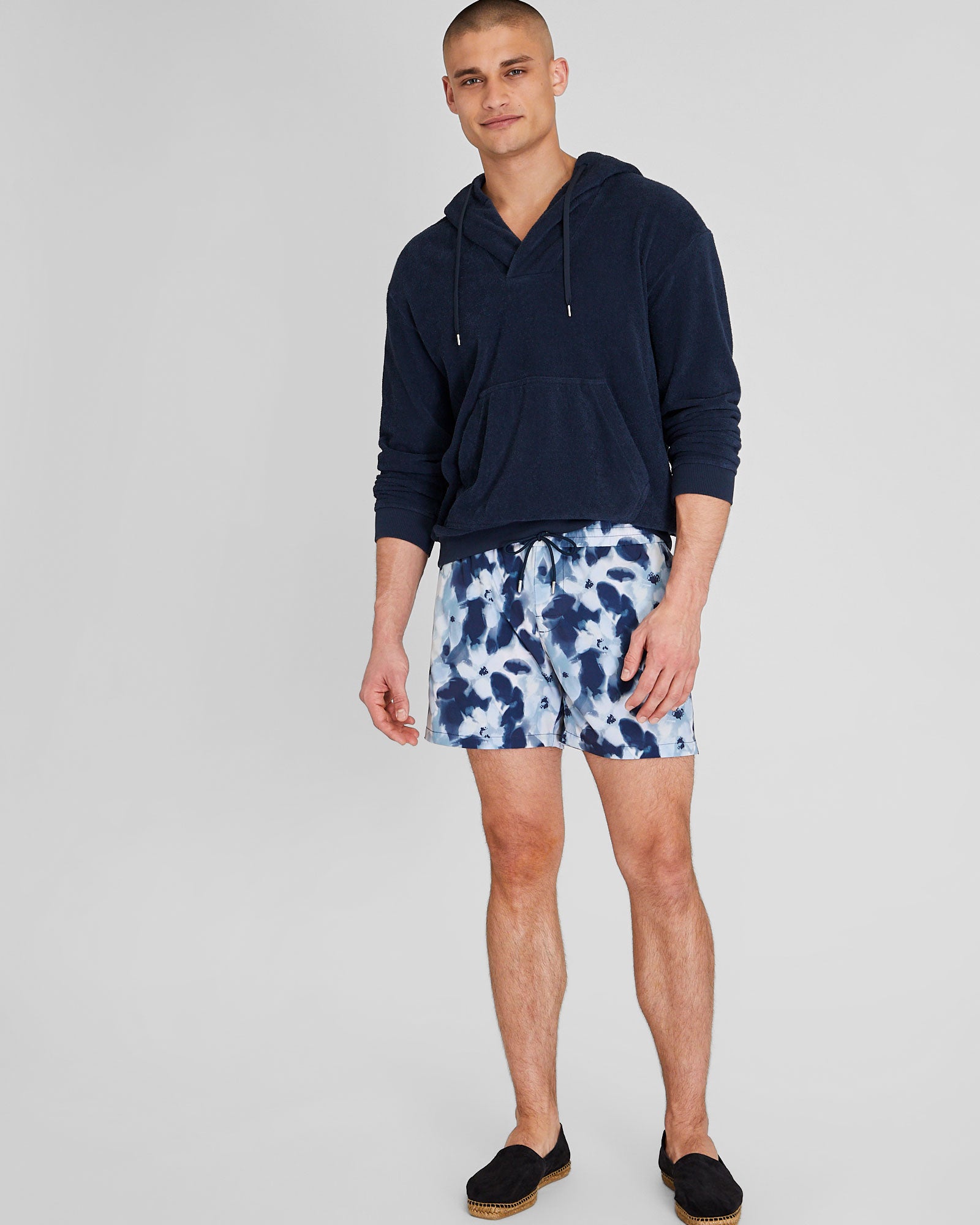 CLUB MONACO - Maillot de bain Cody 14 cm - Mélange Bleu