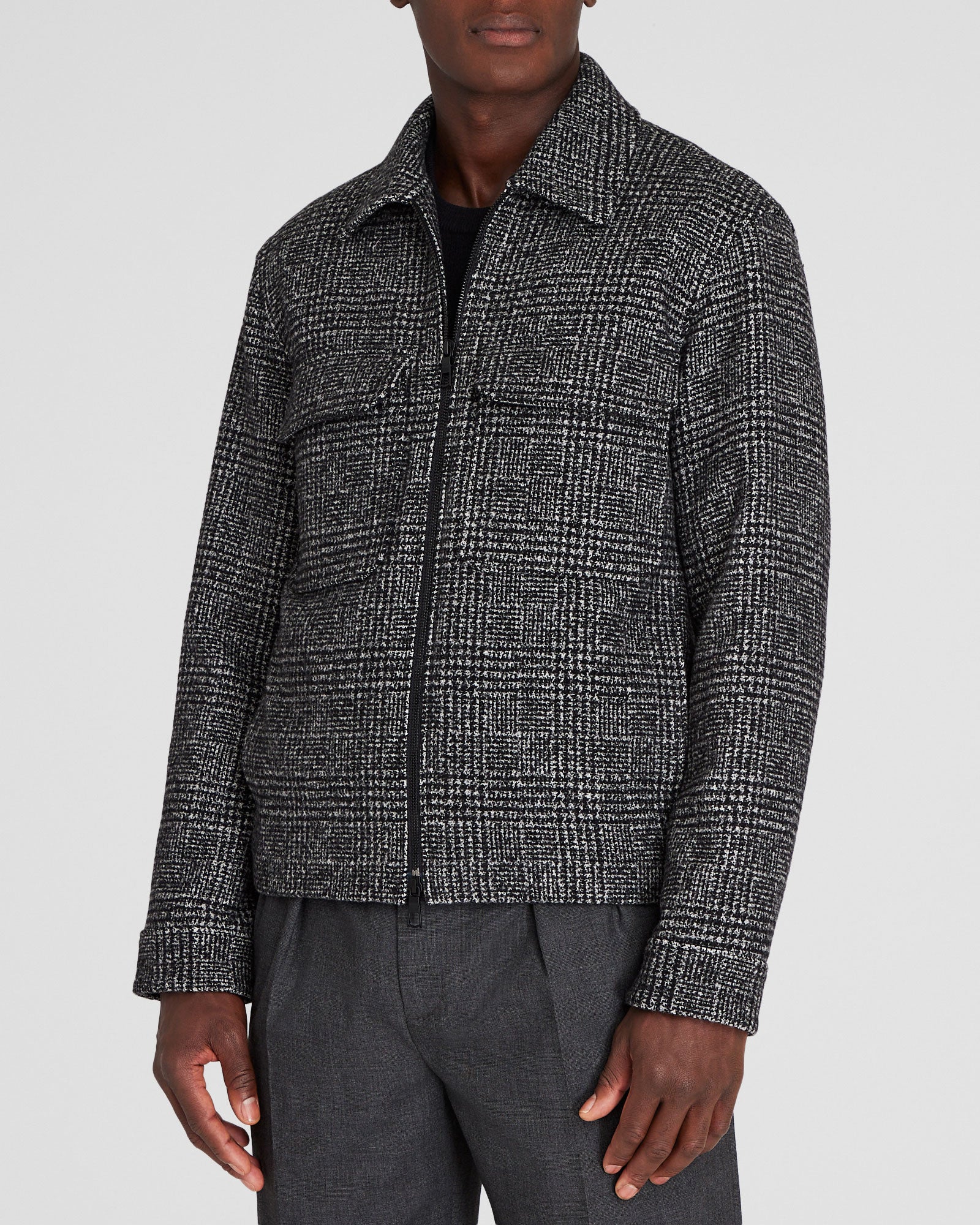 CLUB MONACO - Textured Wool Short Jacket - White-Black