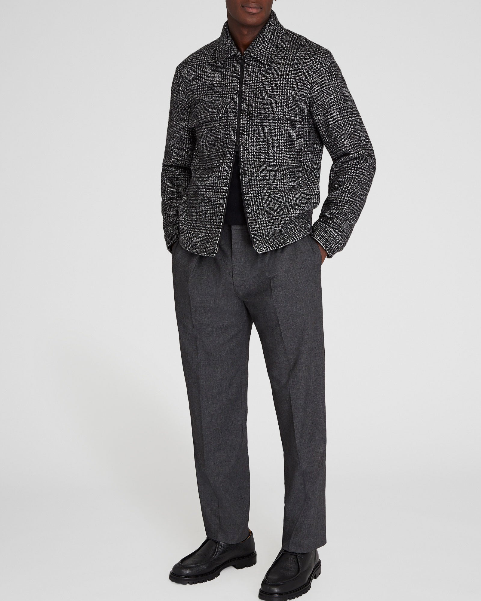 CLUB MONACO - Textured Wool Short Jacket - White-Black
