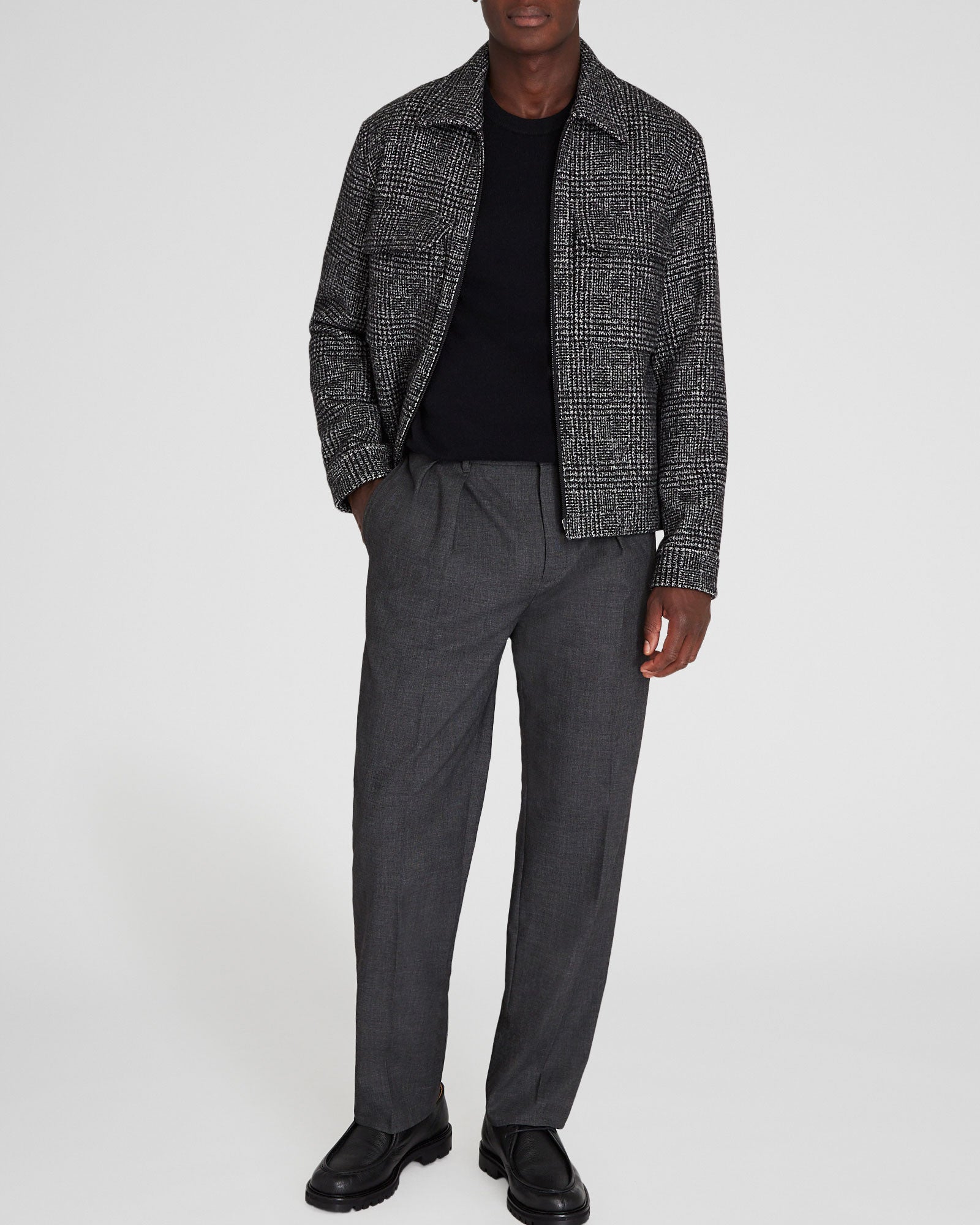 CLUB MONACO - Textured Wool Short Jacket - White-Black