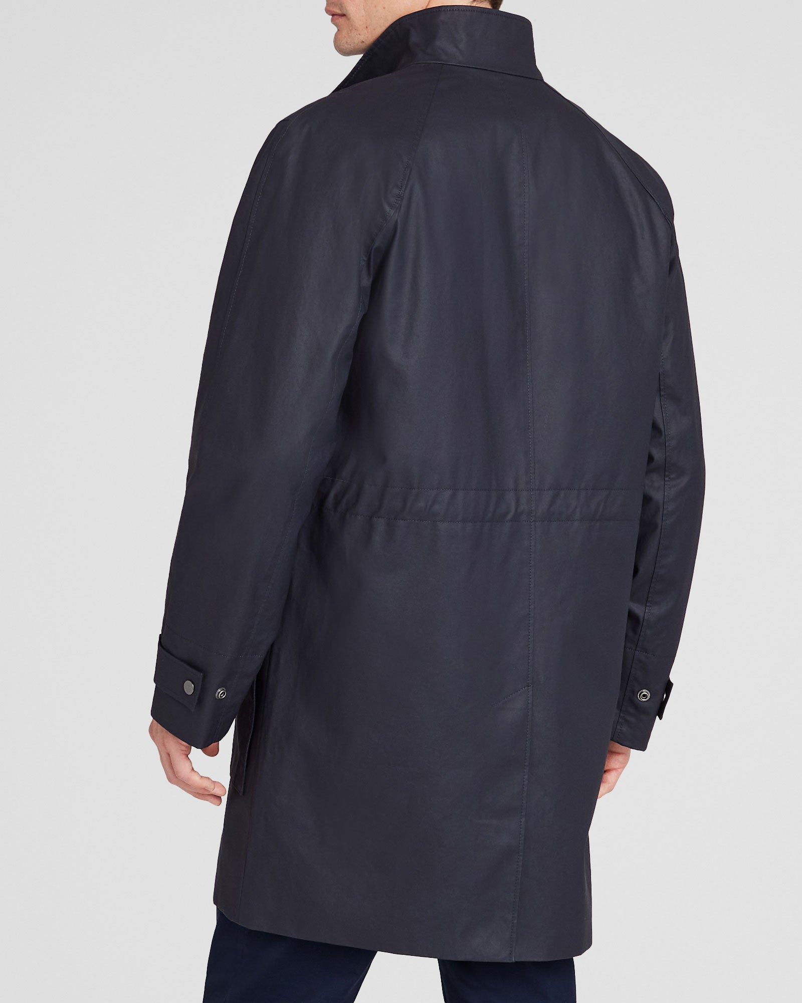 CLUB MONACO - Casual Waxed-Cotton Mac Coat - Navy