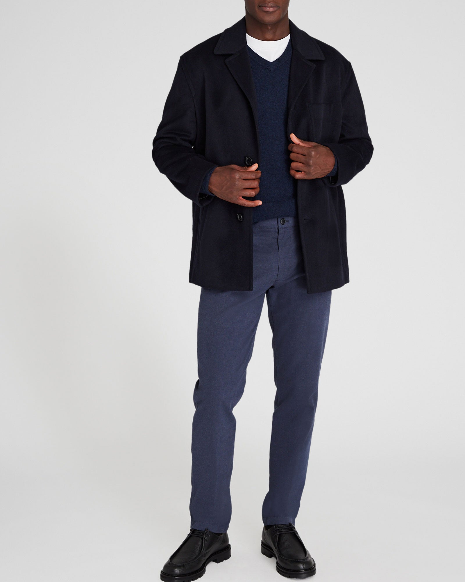 CLUB MONACO - Wool Blend Short Coat - Navy