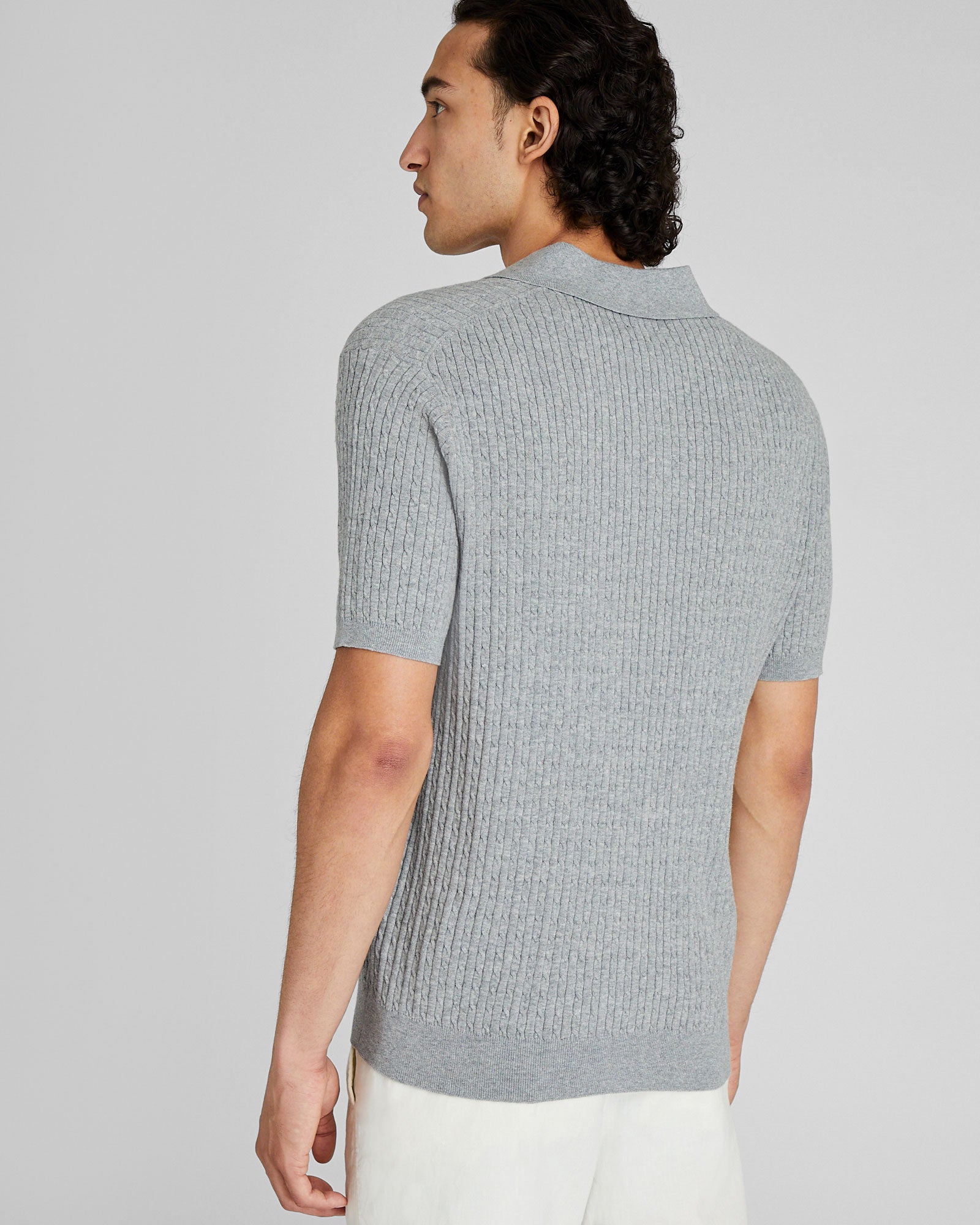 CLUB MONACO - Polo torsadé à manches courtes - Gris Chiné