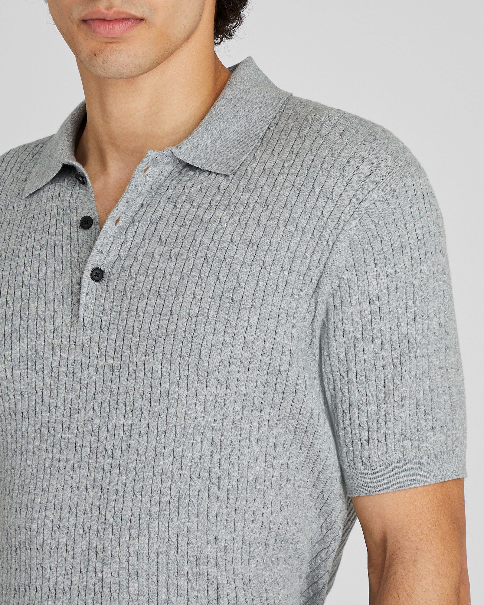 CLUB MONACO - Polo torsadé à manches courtes - Gris Chiné