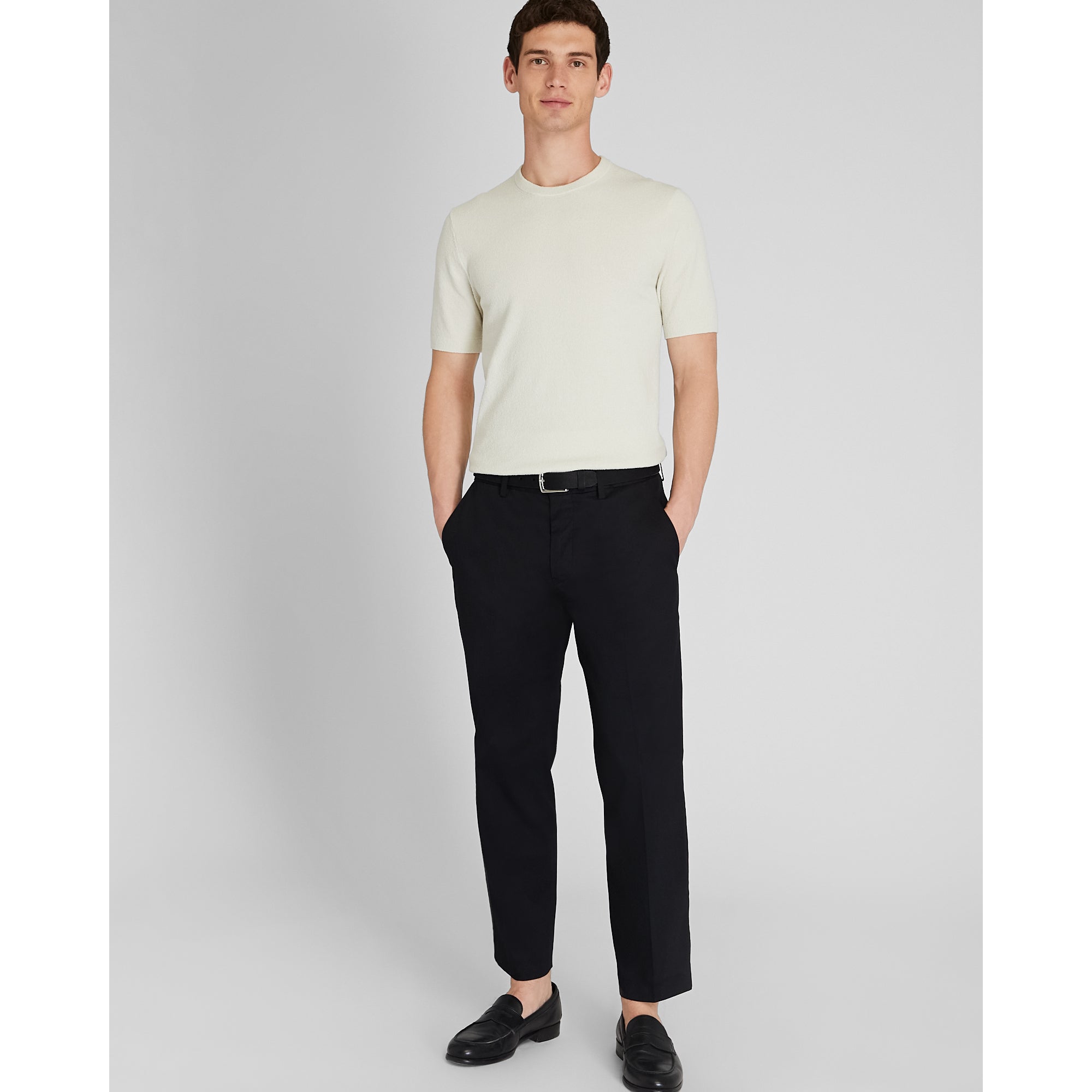 CLUB MONACO - Short Sleeve Micro Bouclé Crew - Off White