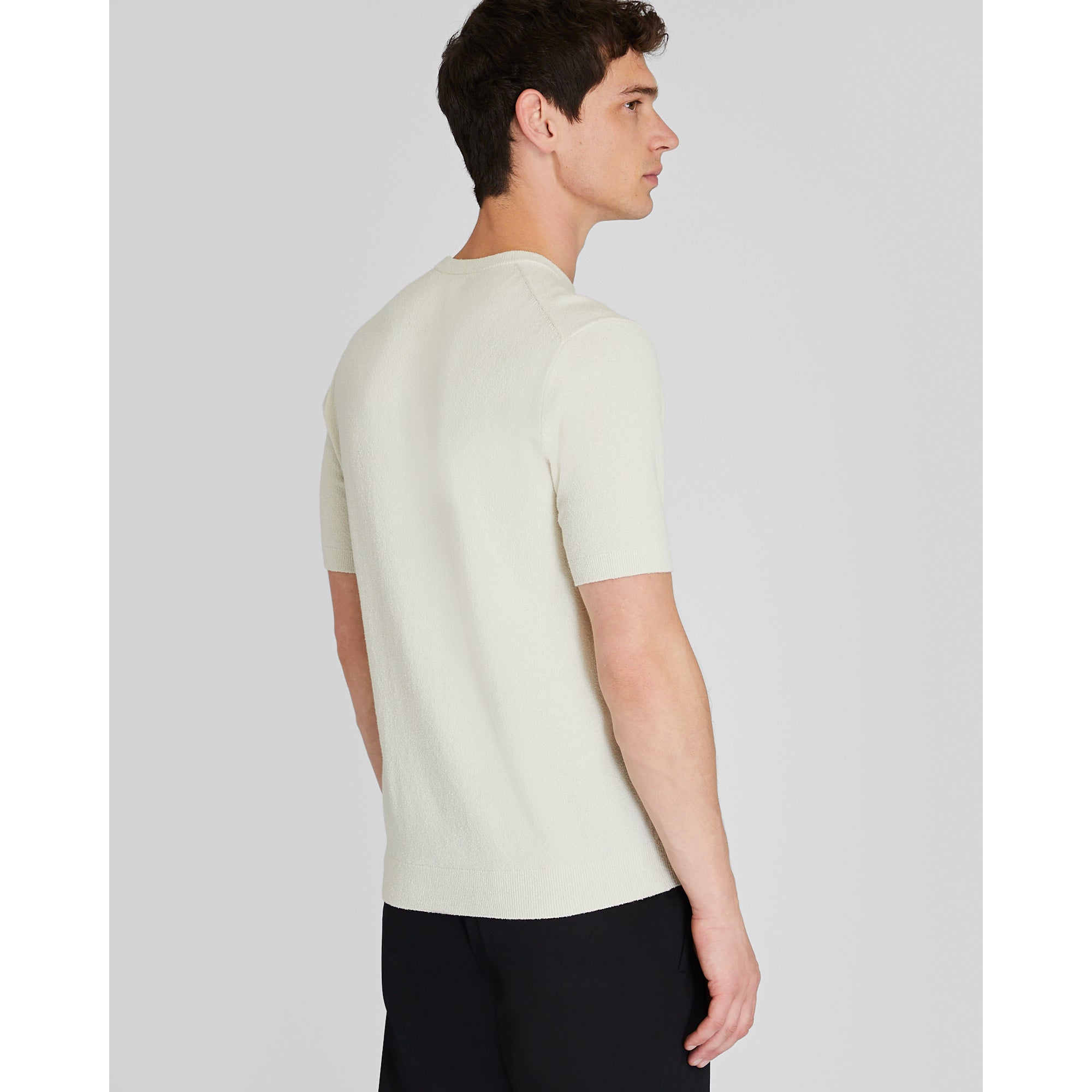 CLUB MONACO - Short Sleeve Micro Bouclé Crew - Off White