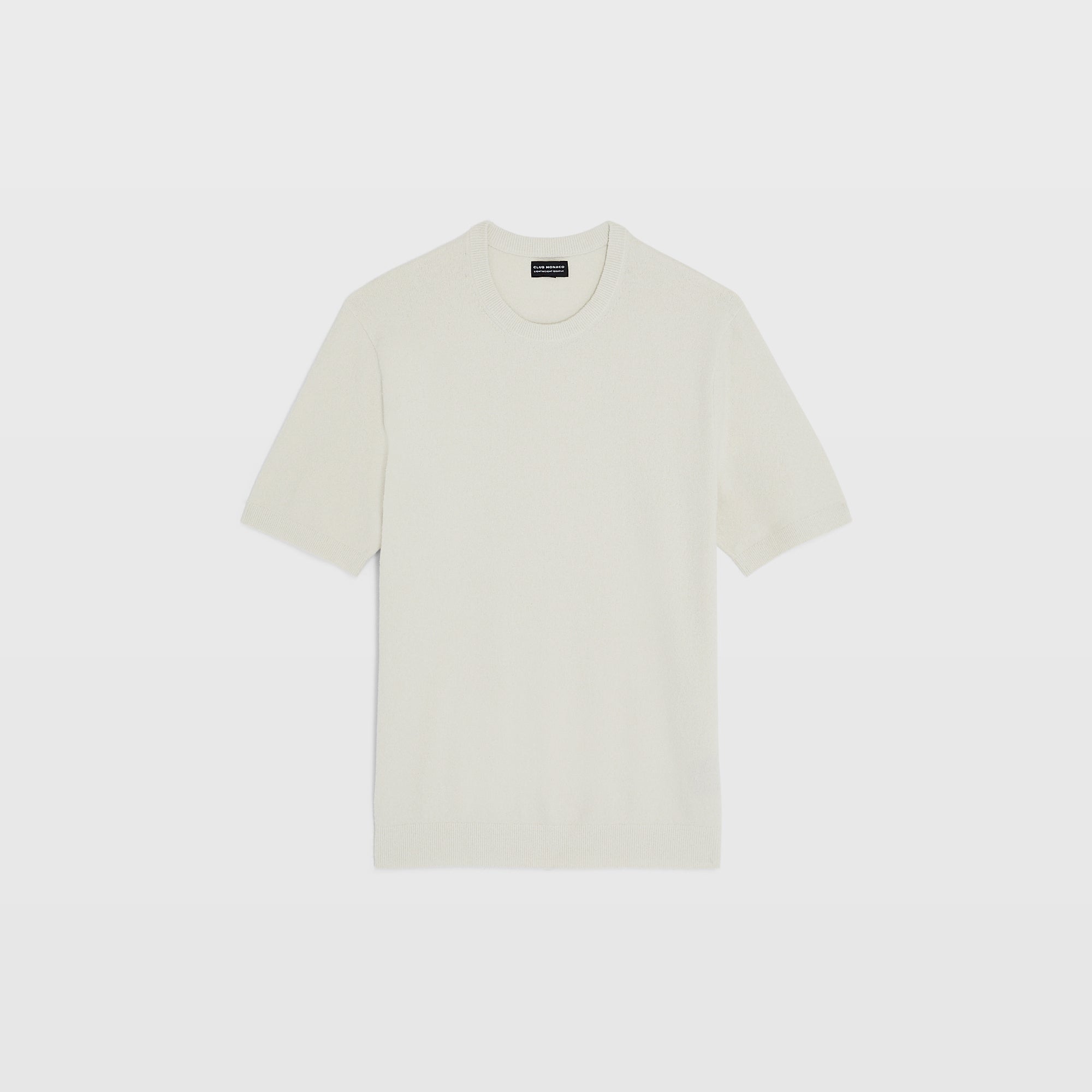 CLUB MONACO - Short Sleeve Micro Bouclé Crew - Off White