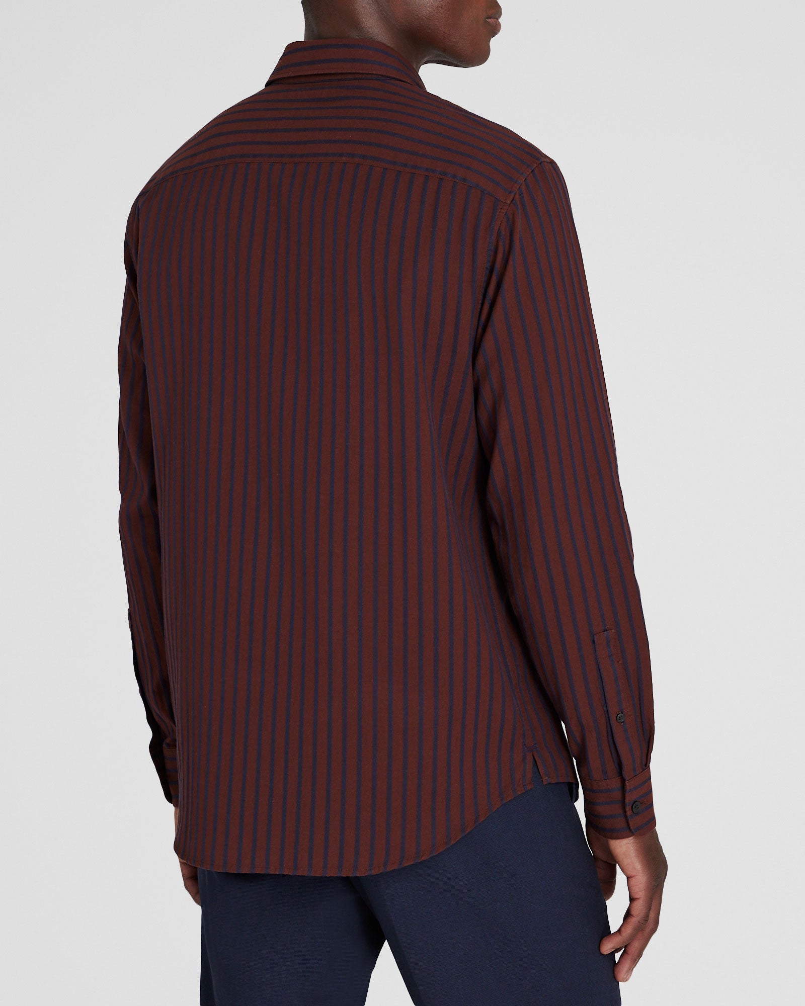 CLUB MONACO - Long-Sleeve Textured Stripe Shirt - Burgundy Mix