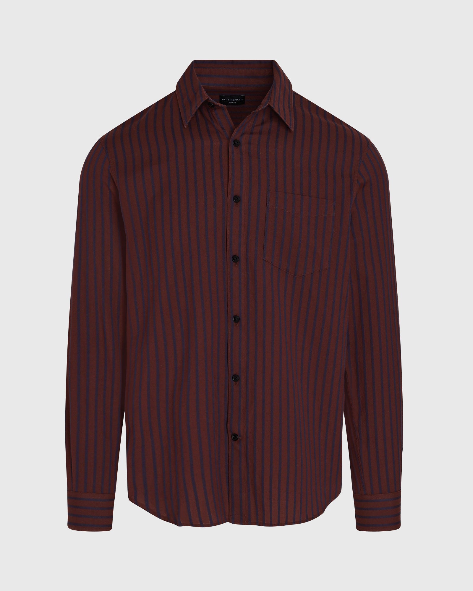 CLUB MONACO - Long-Sleeve Textured Stripe Shirt - Burgundy Mix