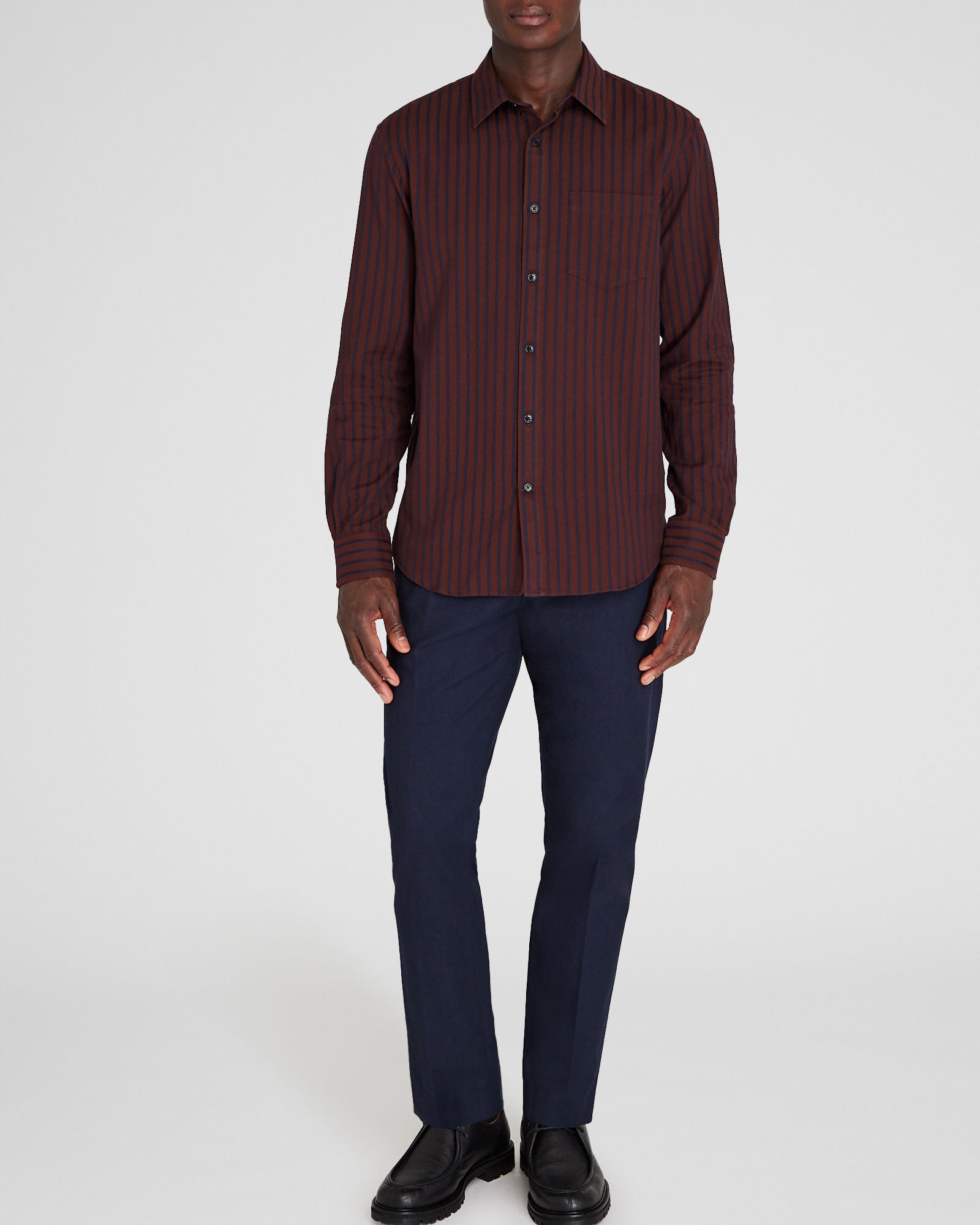 CLUB MONACO - Long-Sleeve Textured Stripe Shirt - Burgundy Mix