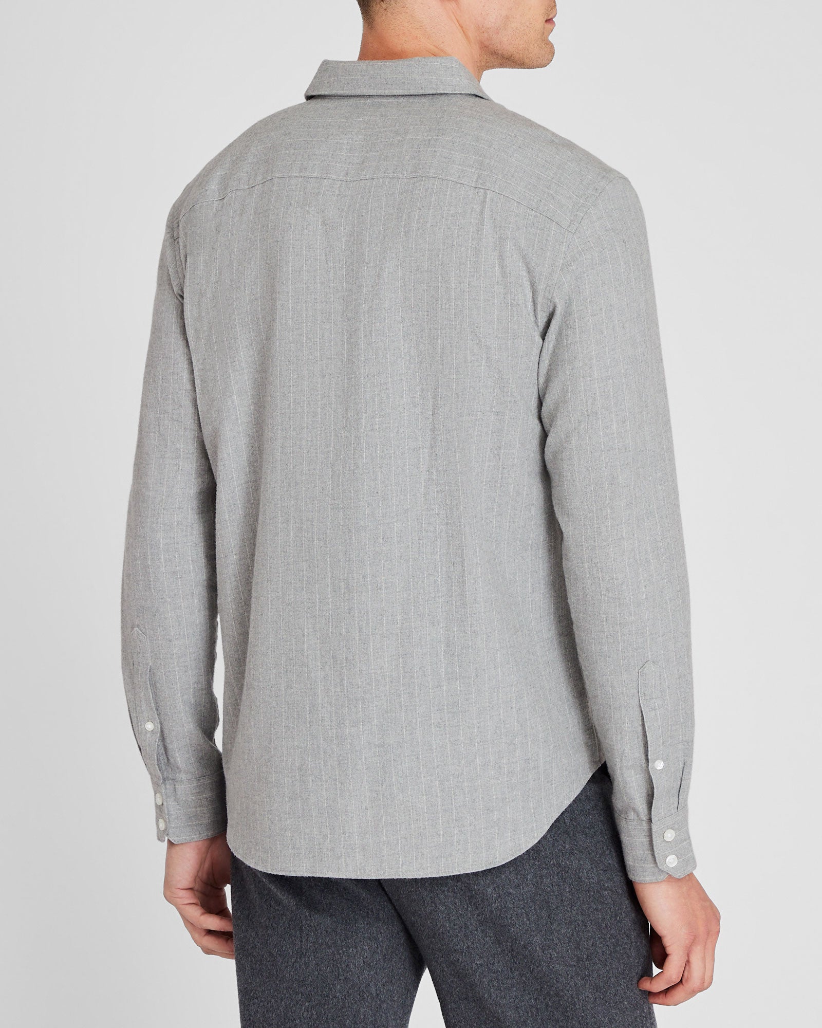 CLUB MONACO - Chemise à fines rayures en sergé - Gris Chiné