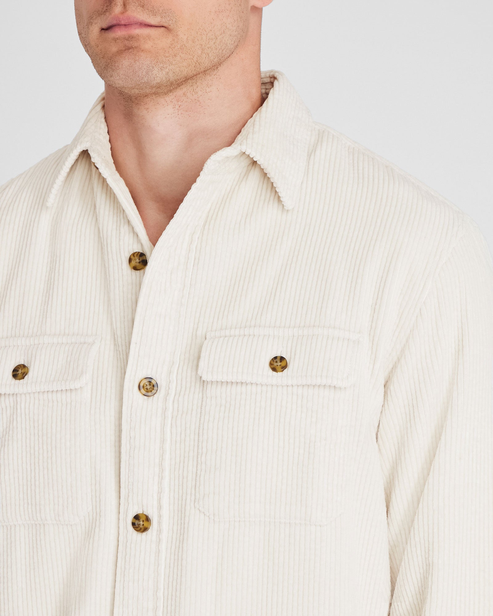CLUB MONACO - Wide Wale Corduroy Shirt Jacket - Cream Base