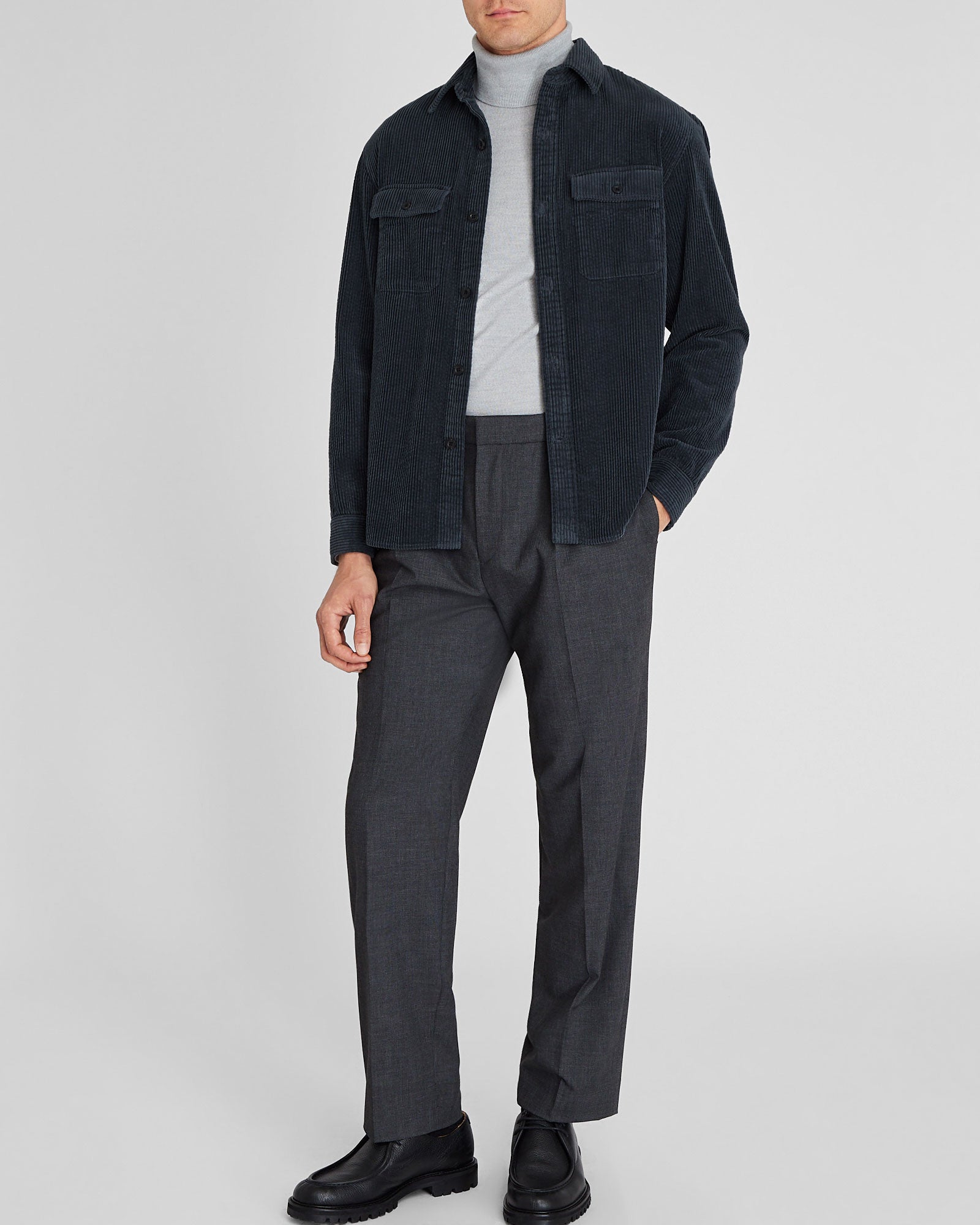CLUB MONACO - Wide Wale Corduroy Shirt Jacket - Dark Blue