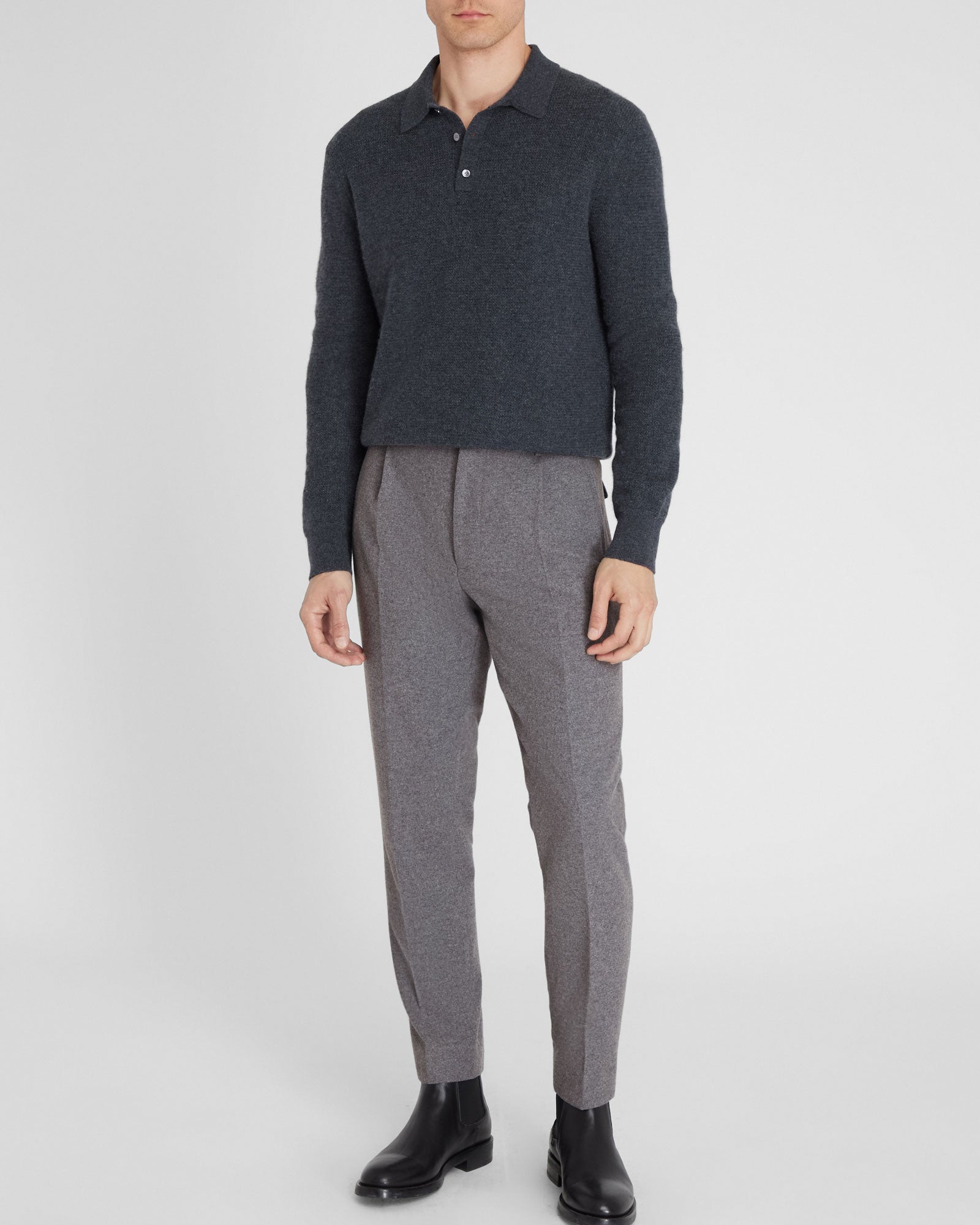 CLUB MONACO - Pantalon élastique hybride en laine - Gris Chiné Moyen