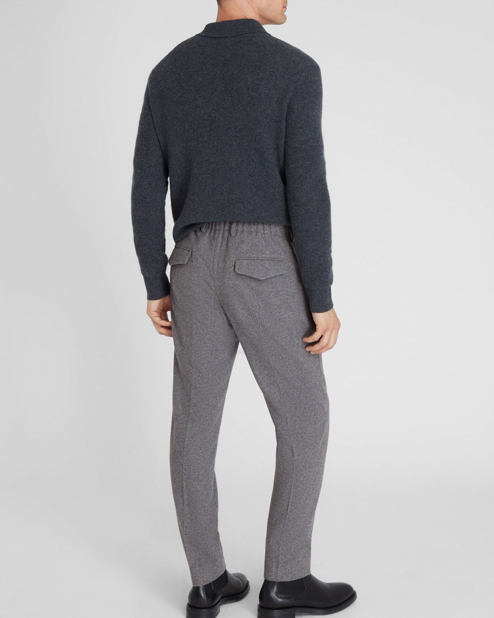 CLUB MONACO - Pantalon élastique hybride en laine - Gris Chiné Moyen