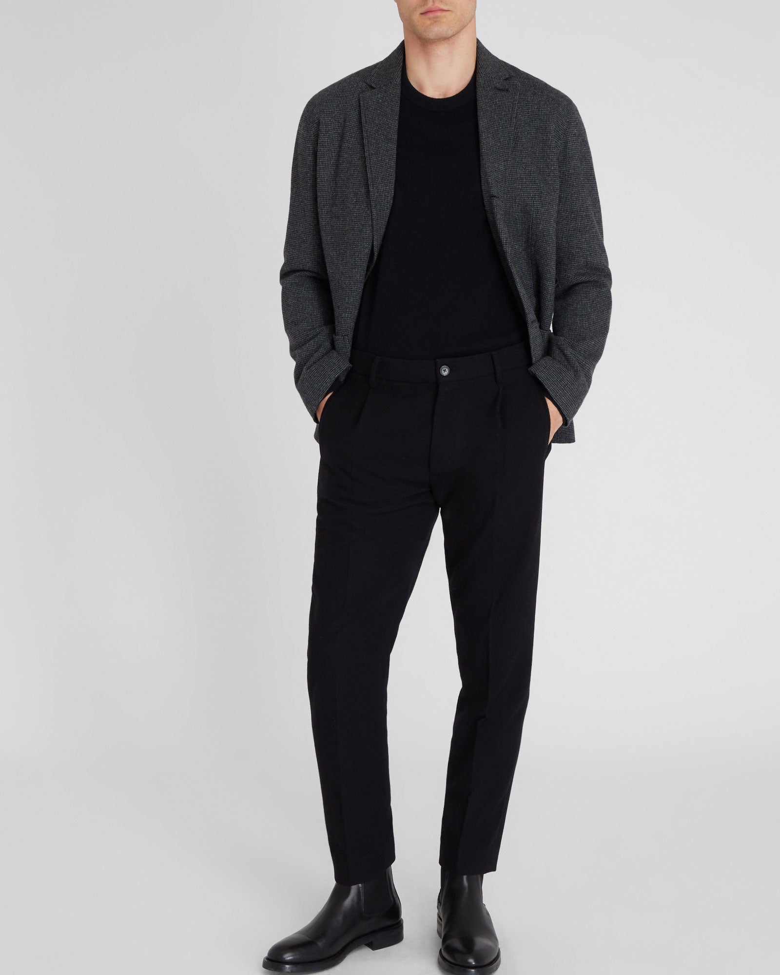 CLUB MONACO - Wool Hybrid Elasticated Trouser - Black