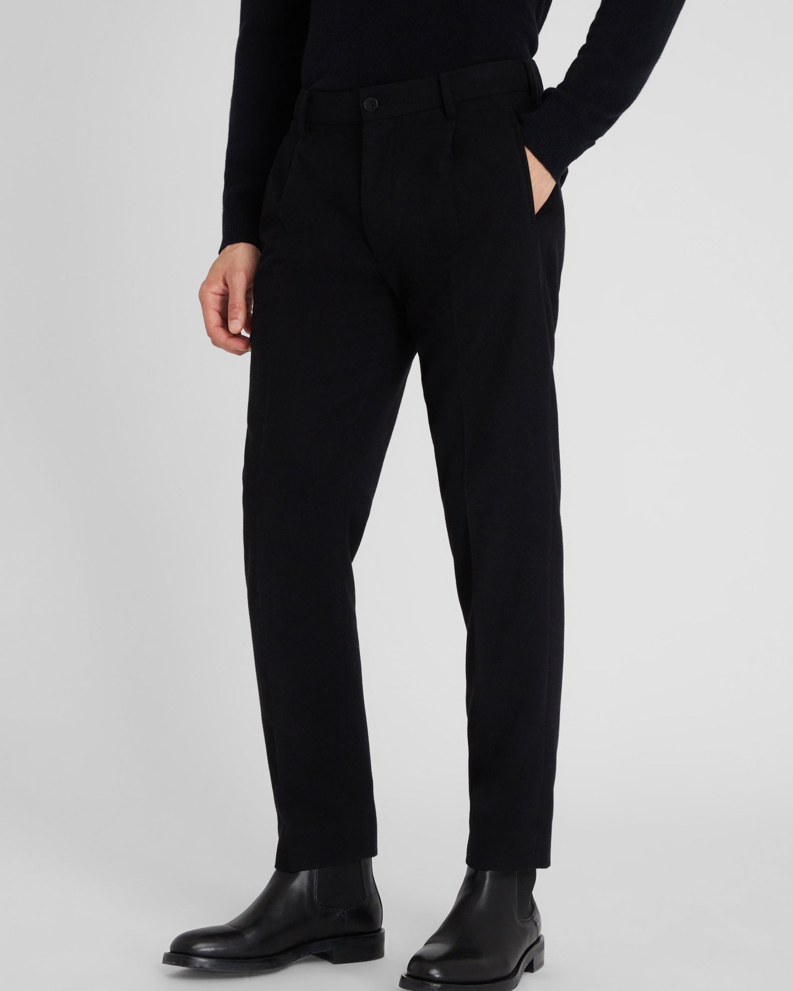 CLUB MONACO - Wool Hybrid Elasticated Trouser - Black