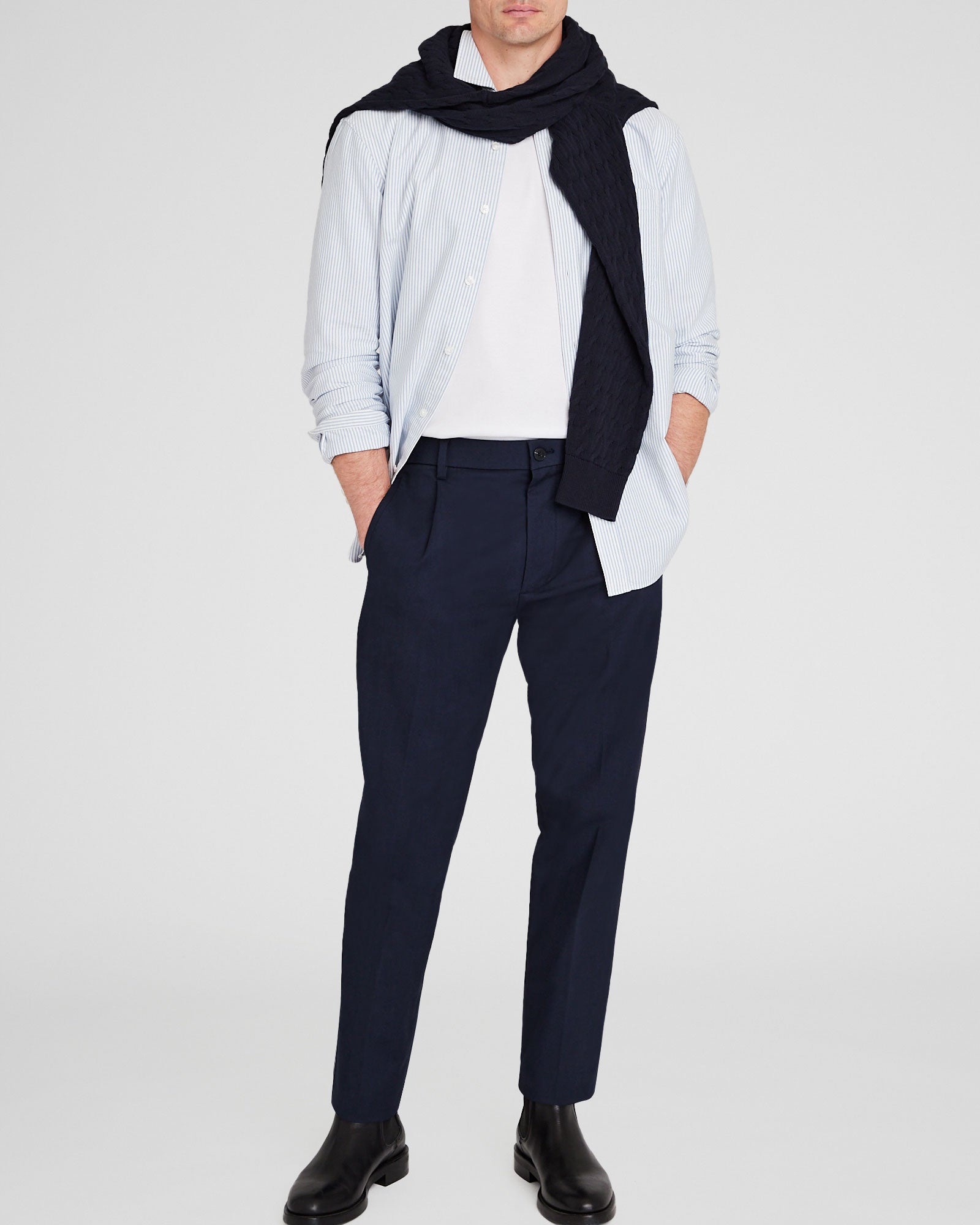 CLUB MONACO - Pantalon élastiqué à texture hybride - Marine