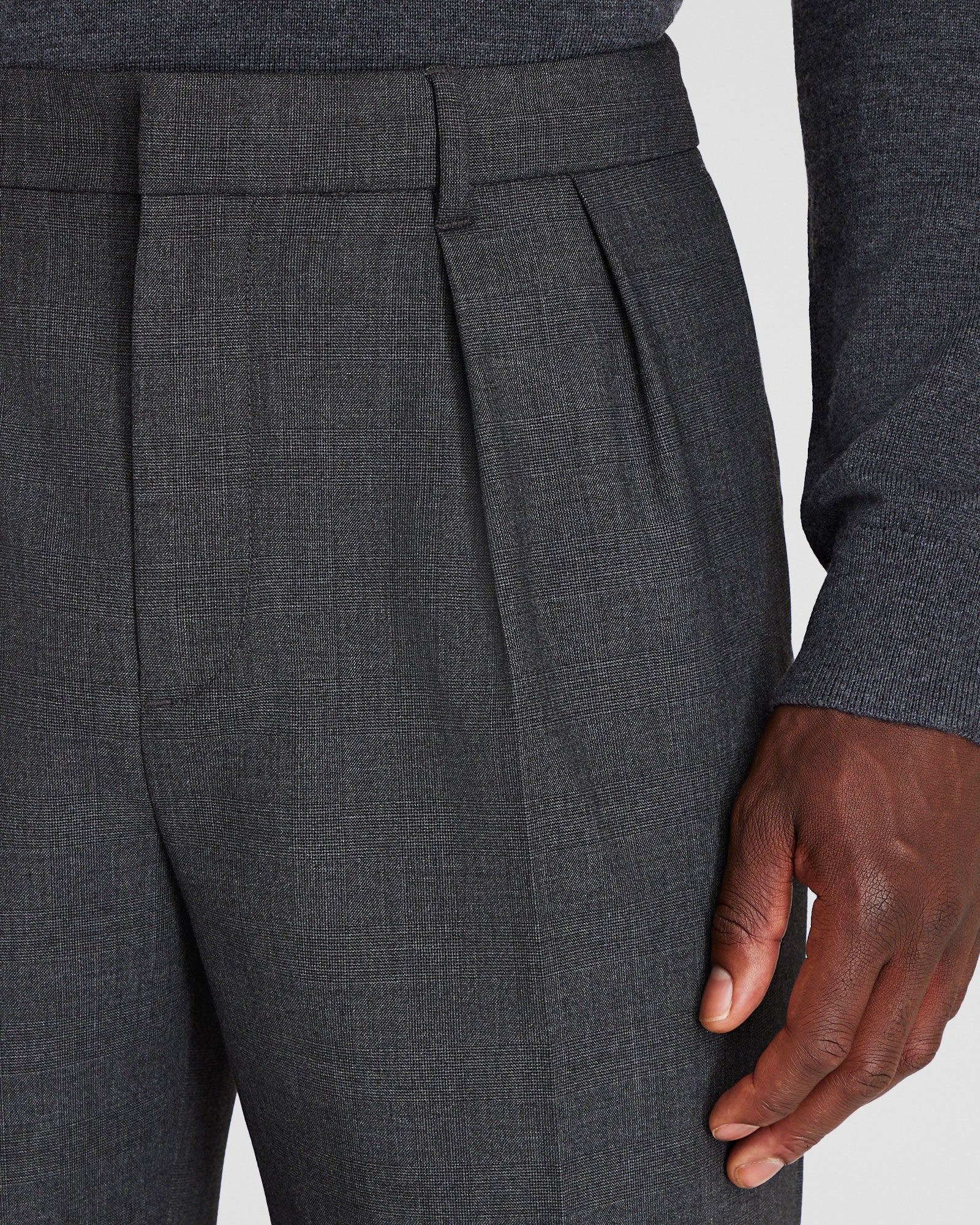 CLUB MONACO - Pantalon plissé en laine mélangée - Rayure - ivoire