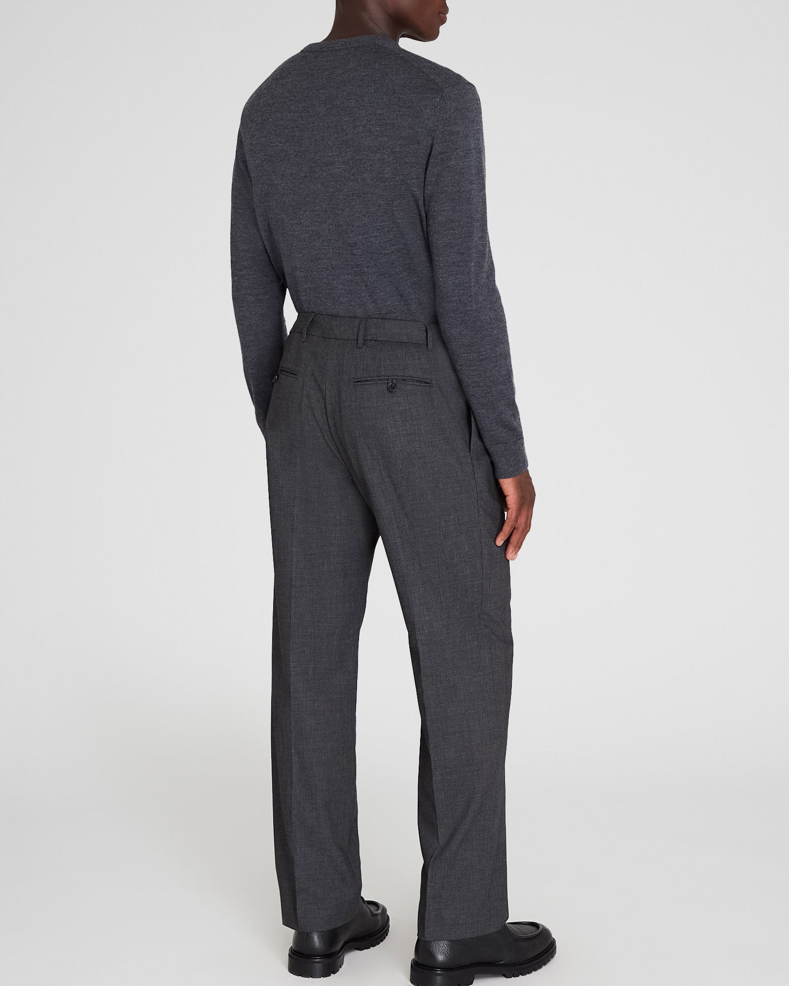 CLUB MONACO - Pleated Wool Blend Trouser - Stripe - Ivory
