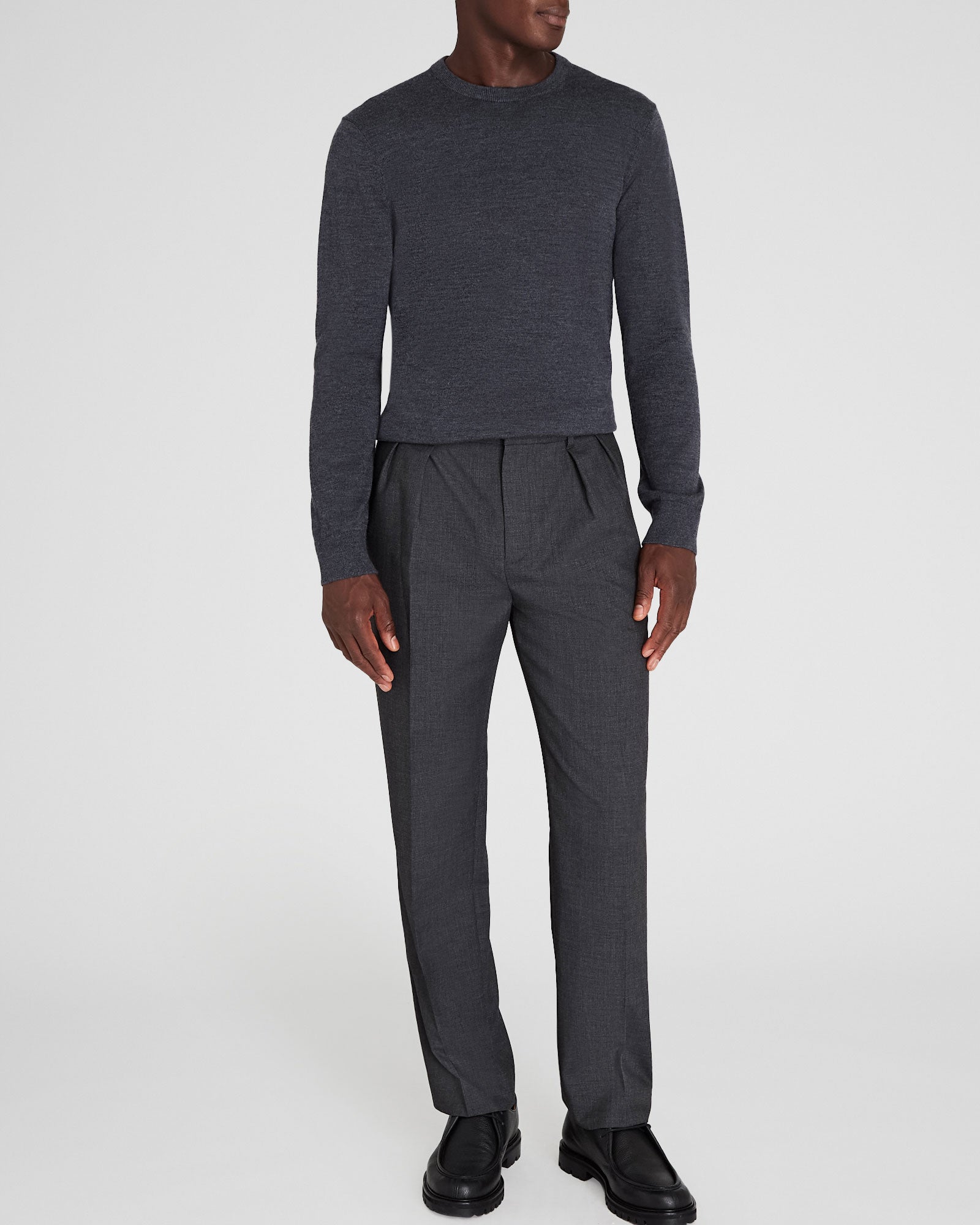 CLUB MONACO - Pleated Wool Blend Trouser - Stripe - Ivory