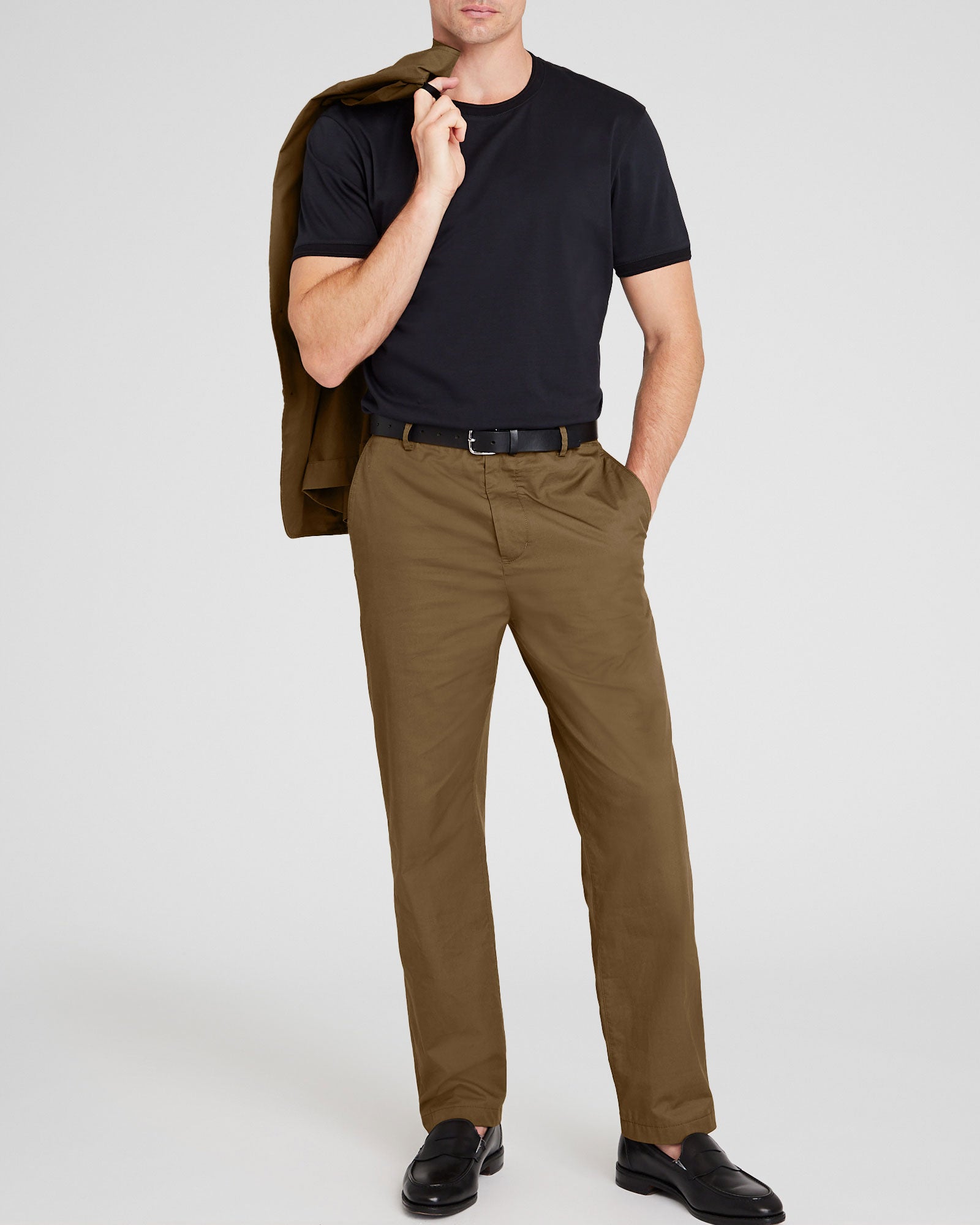 CLUB MONACO - Pantalon en sergé doux - Olive terne