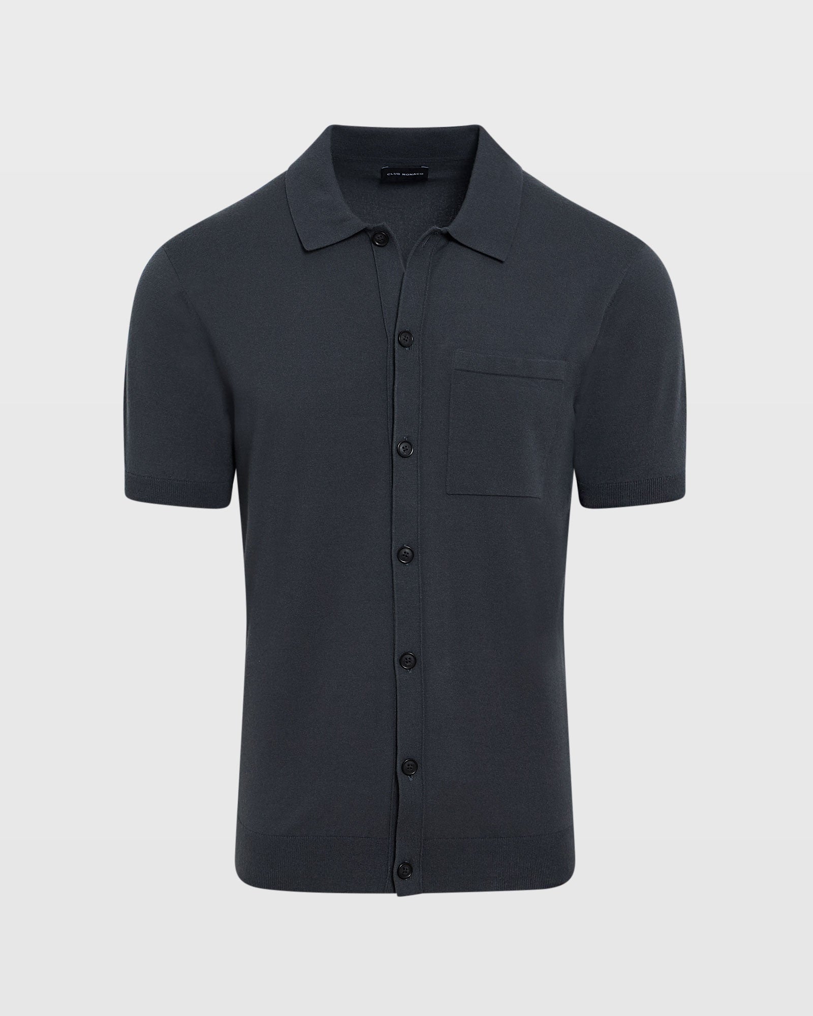 CLUB MONACO - Chemise technique à manches courtes et boutons - Charbon noir