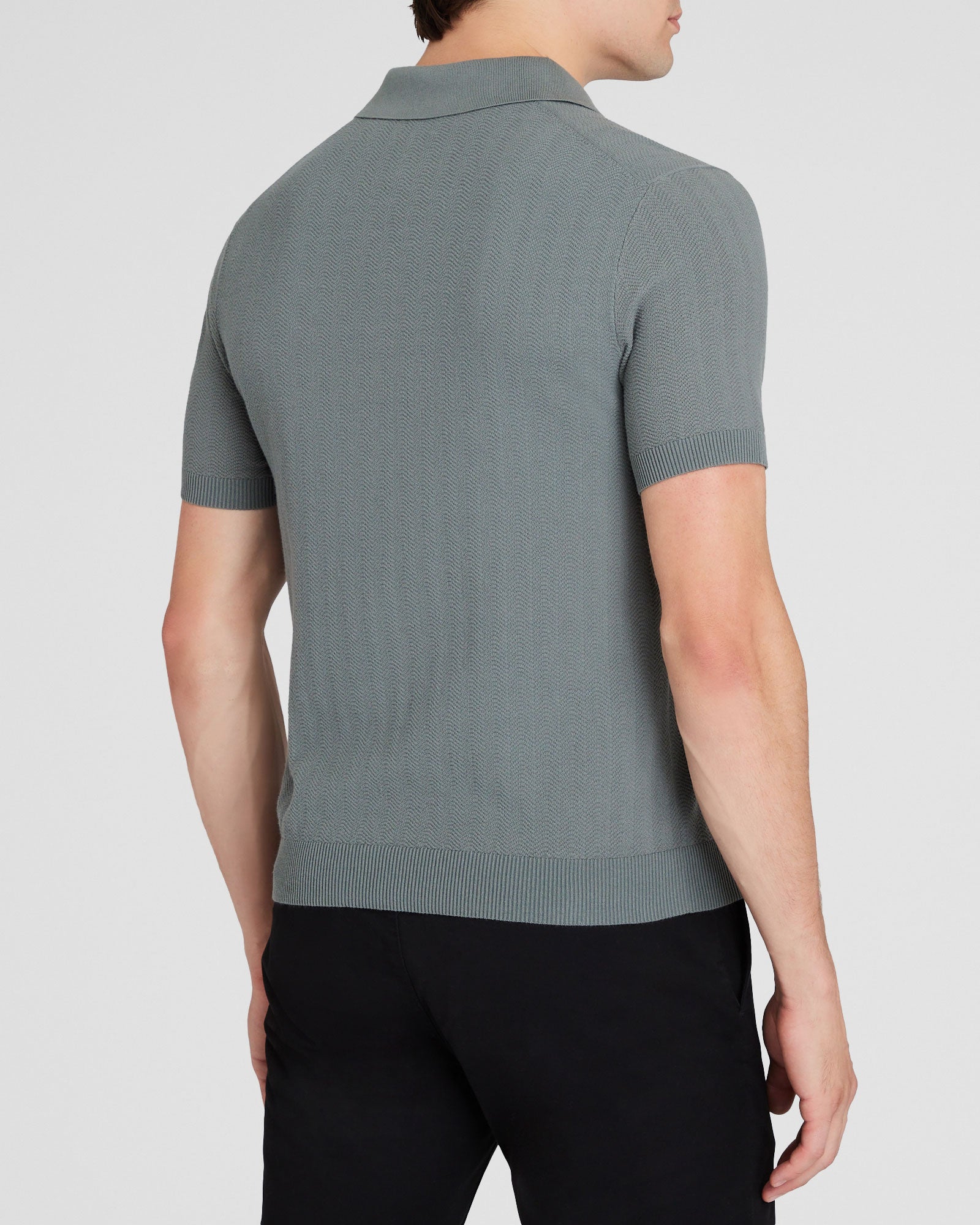 CLUB MONACO - Short-Sleeve Texture Polo Sweater - Olive