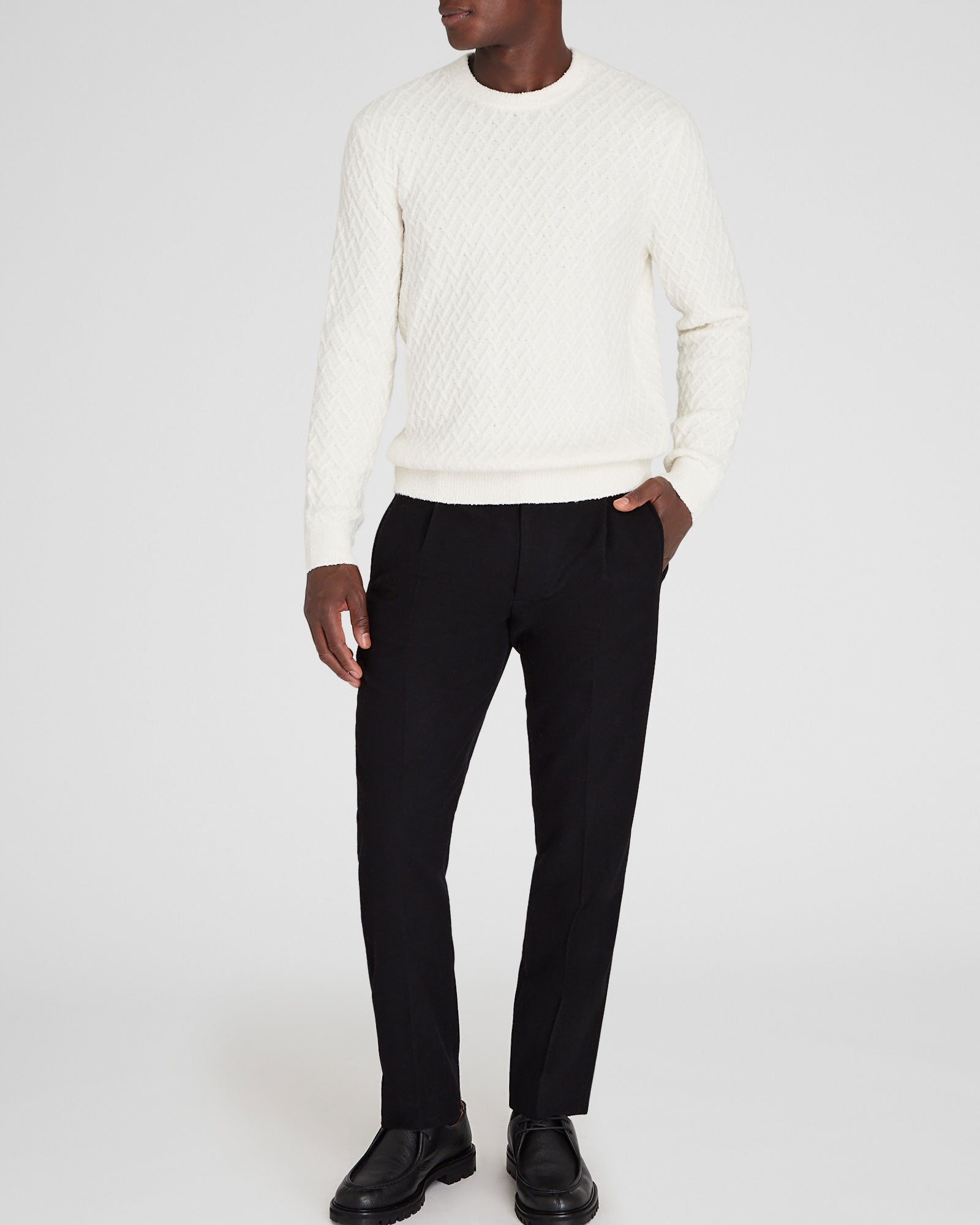 CLUB MONACO - Chandail bouclé demi-lune - Blanc Cassé