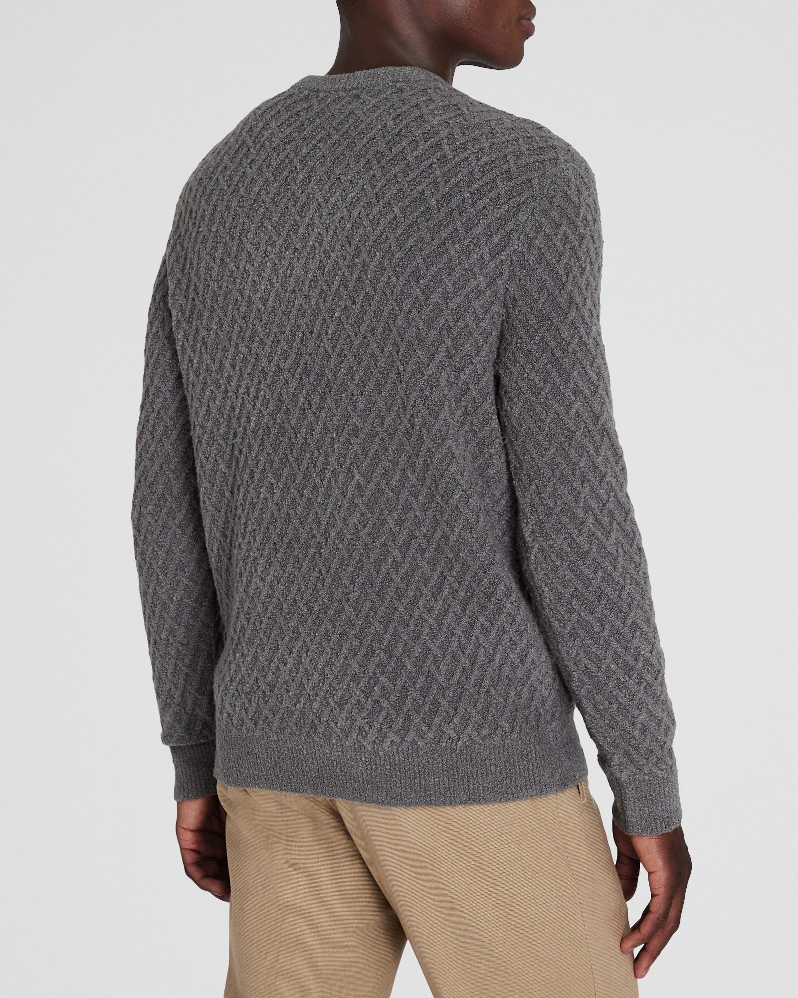 CLUB MONACO - Bouclé Half-Diamond Crewneck - Grey