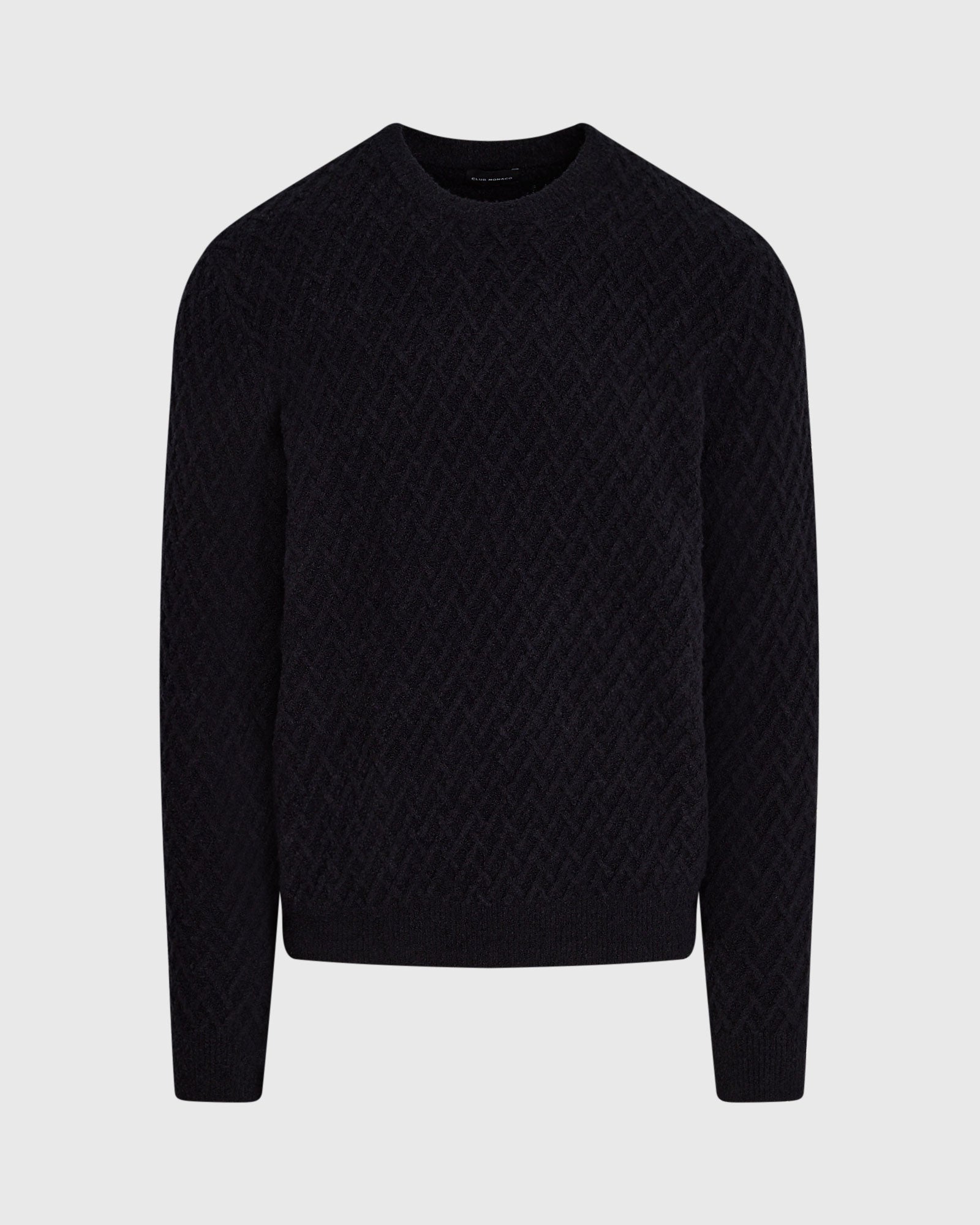 CLUB MONACO - Bouclé Half-Diamond Crewneck - Navy