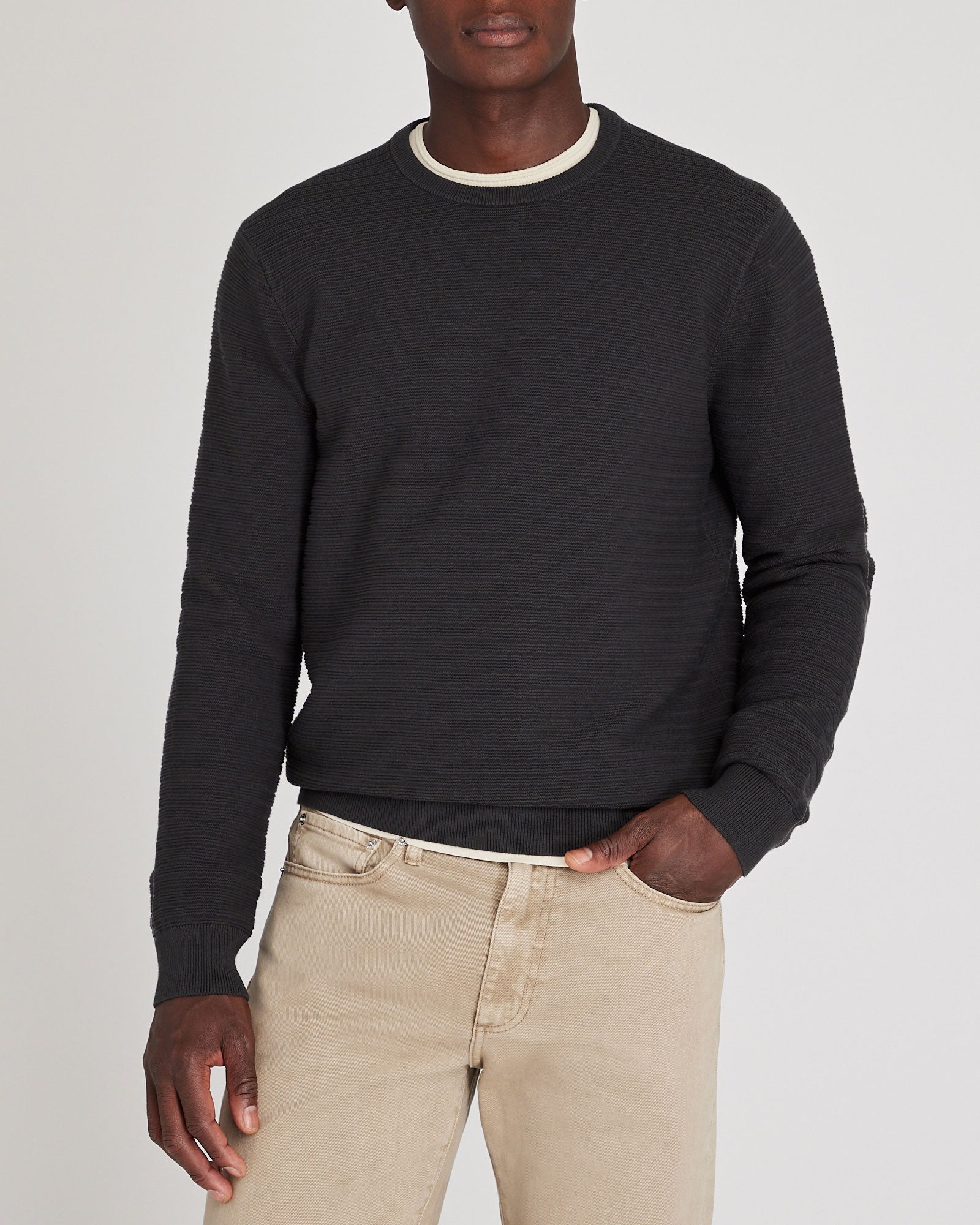 CLUB MONACO - Pull ras du cou à rayures Links - Charbon noir