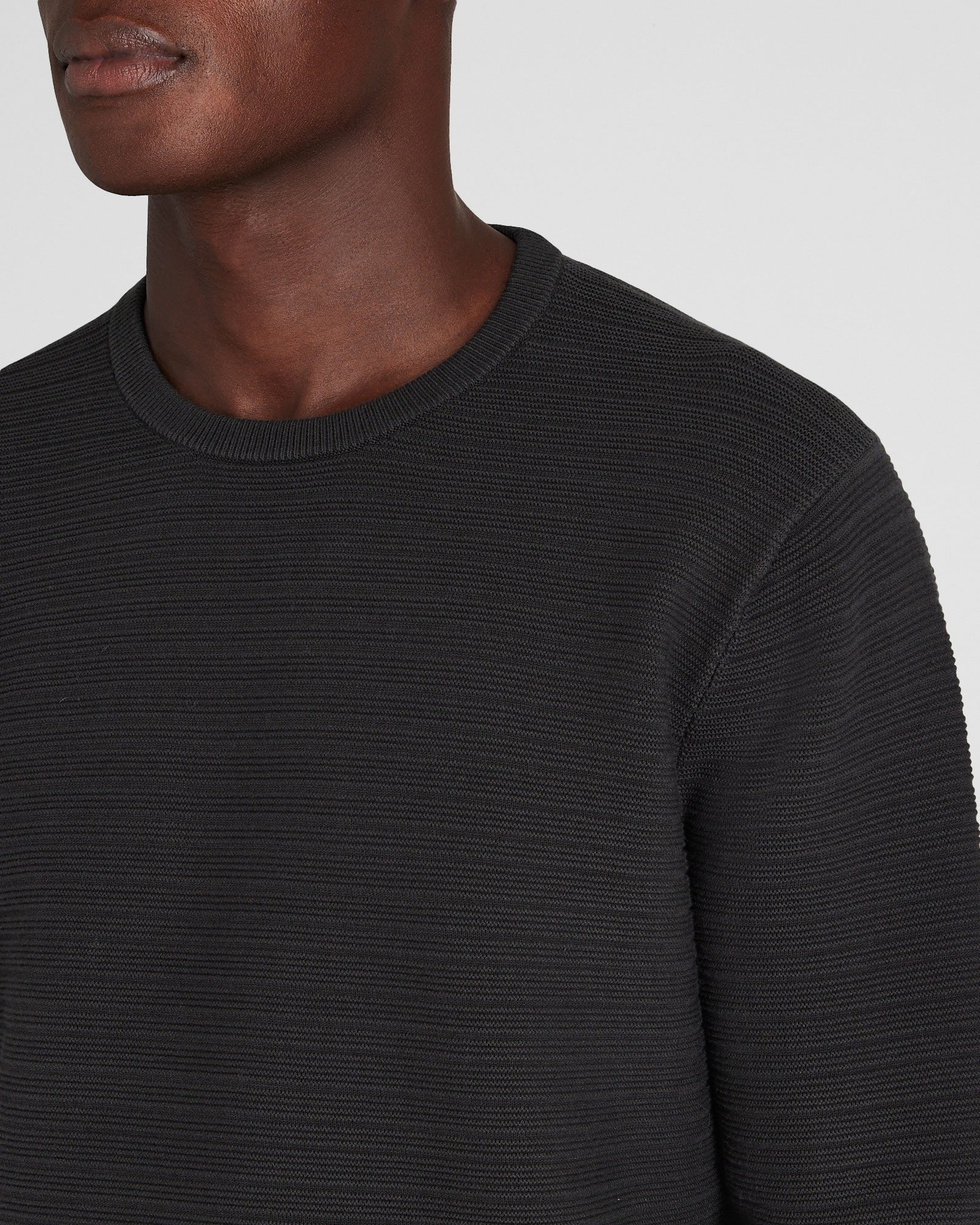 CLUB MONACO - Pull ras du cou à rayures Links - Charbon noir