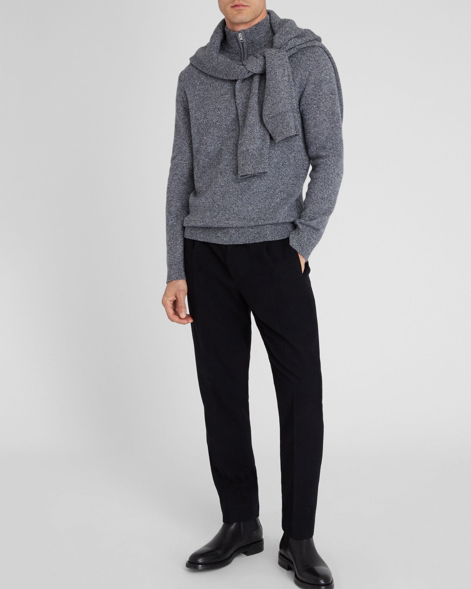 CLUB MONACO - Cashmere Blend Quarter-Zip Sweater - Black