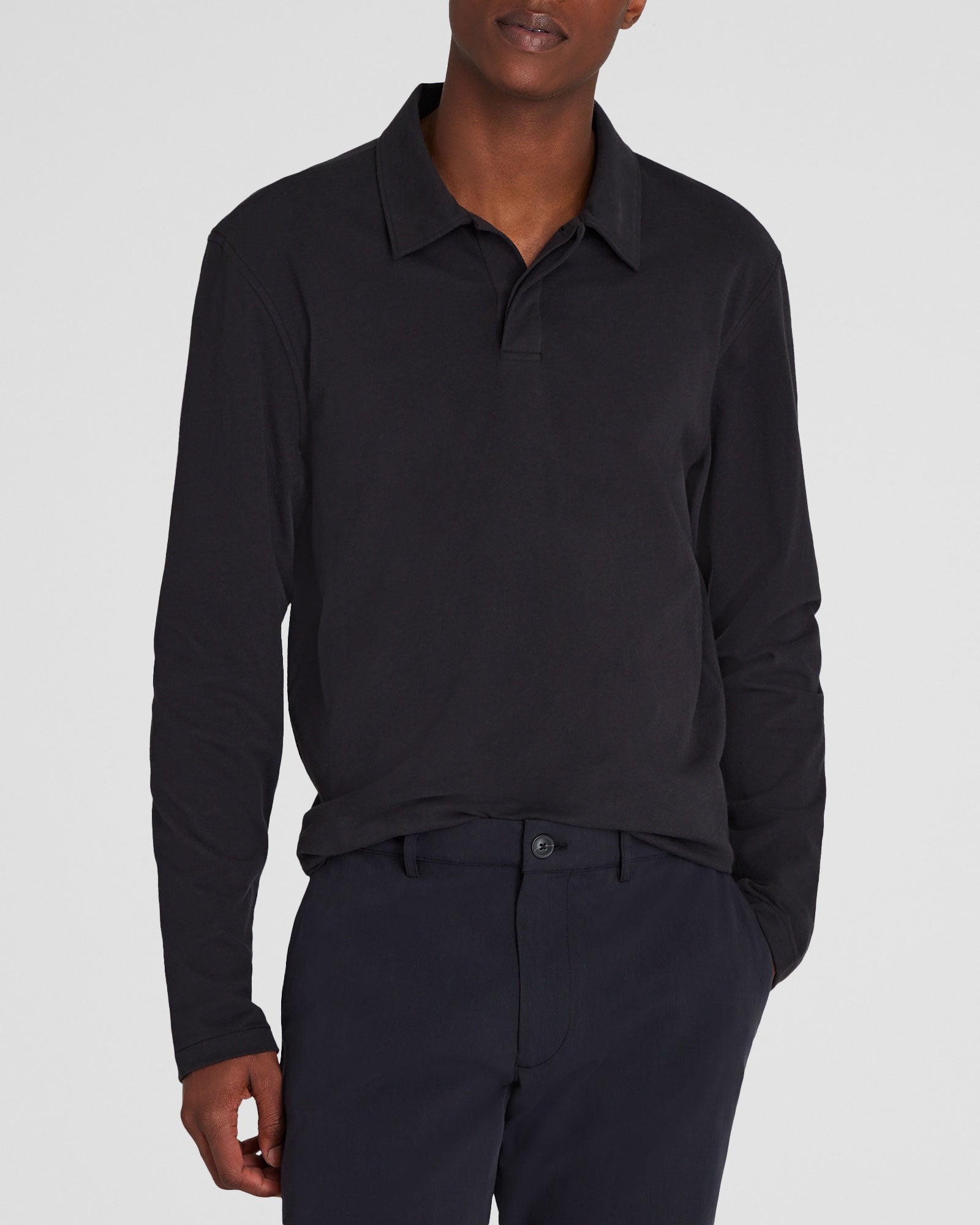 CLUB MONACO - Polo en coton brossé - Noir