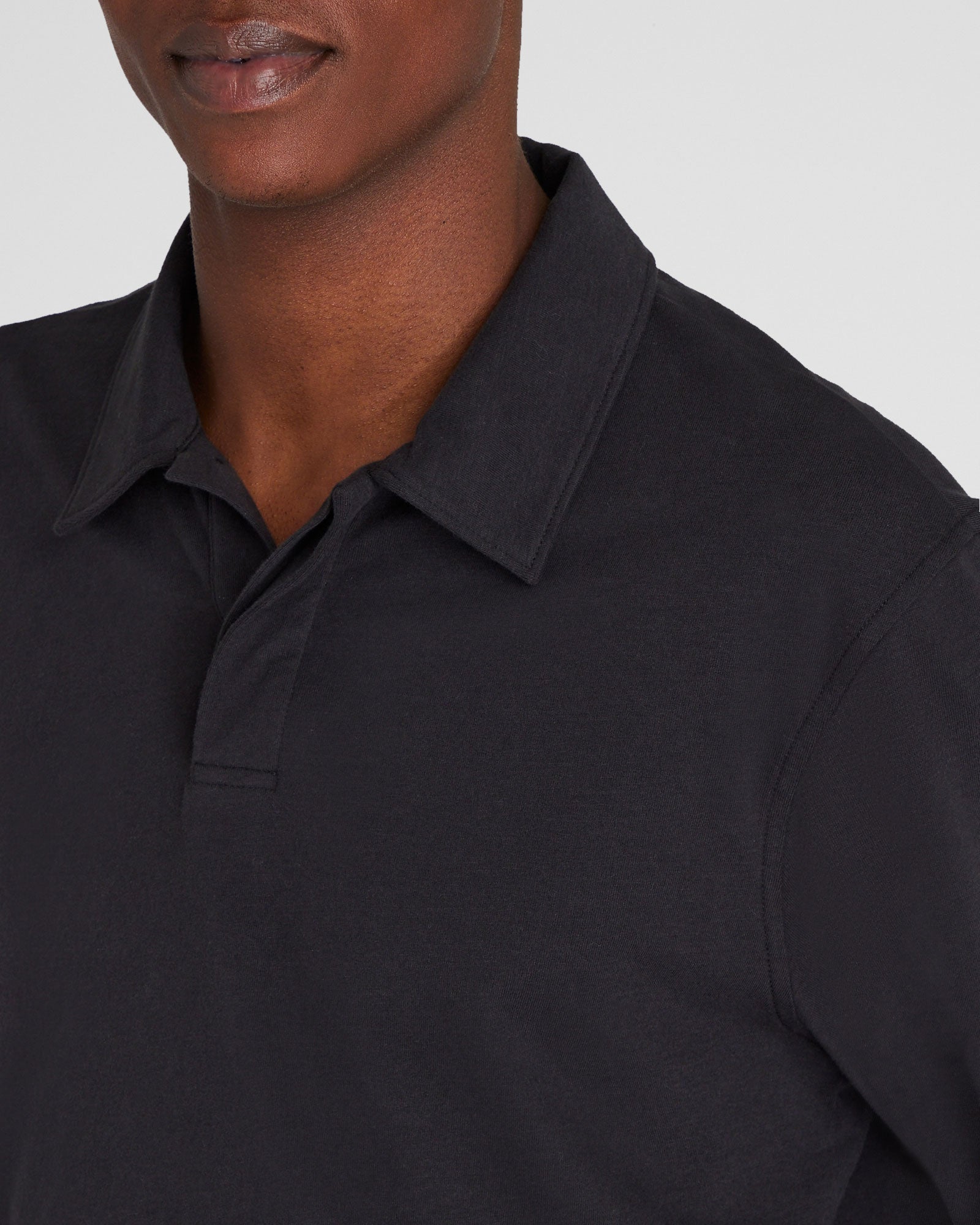 CLUB MONACO - Polo en coton brossé - Noir