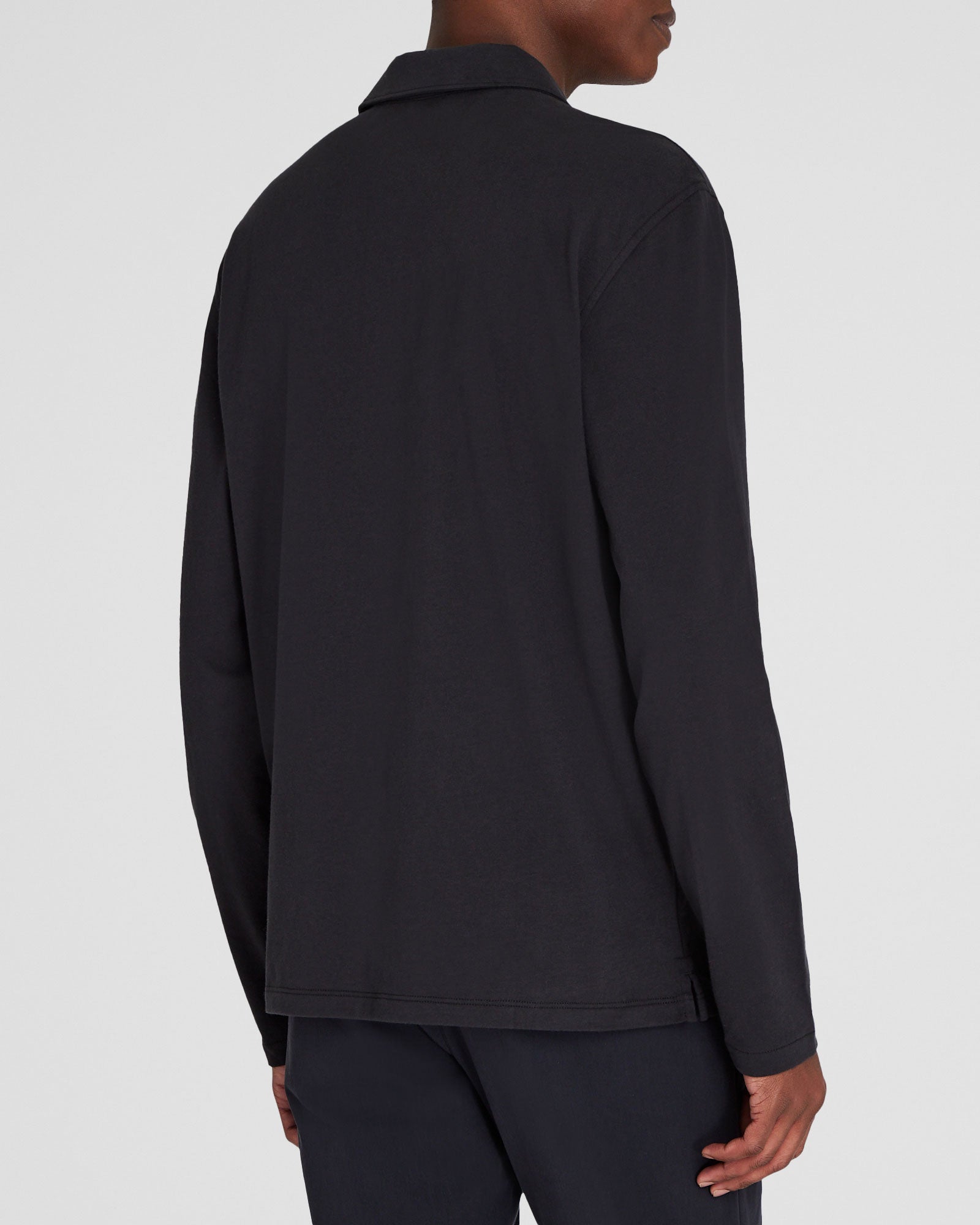 CLUB MONACO - Long-Sleeve Brushed Cotton Polo - Black